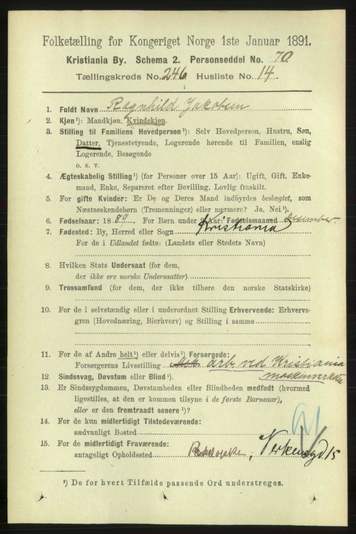 RA, 1891 census for 0301 Kristiania, 1891, p. 150329