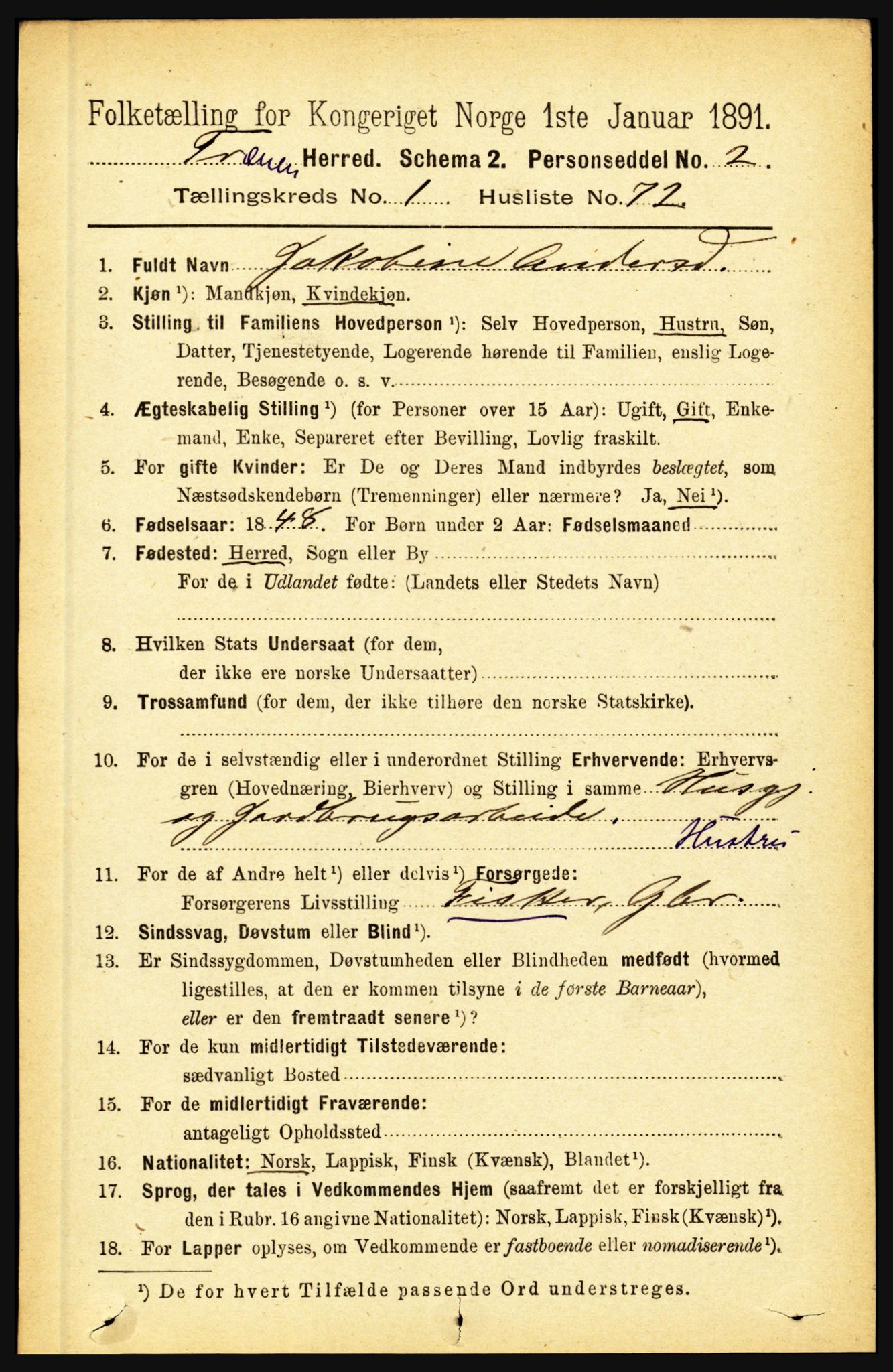 RA, 1891 census for 1835 Træna, 1891, p. 493