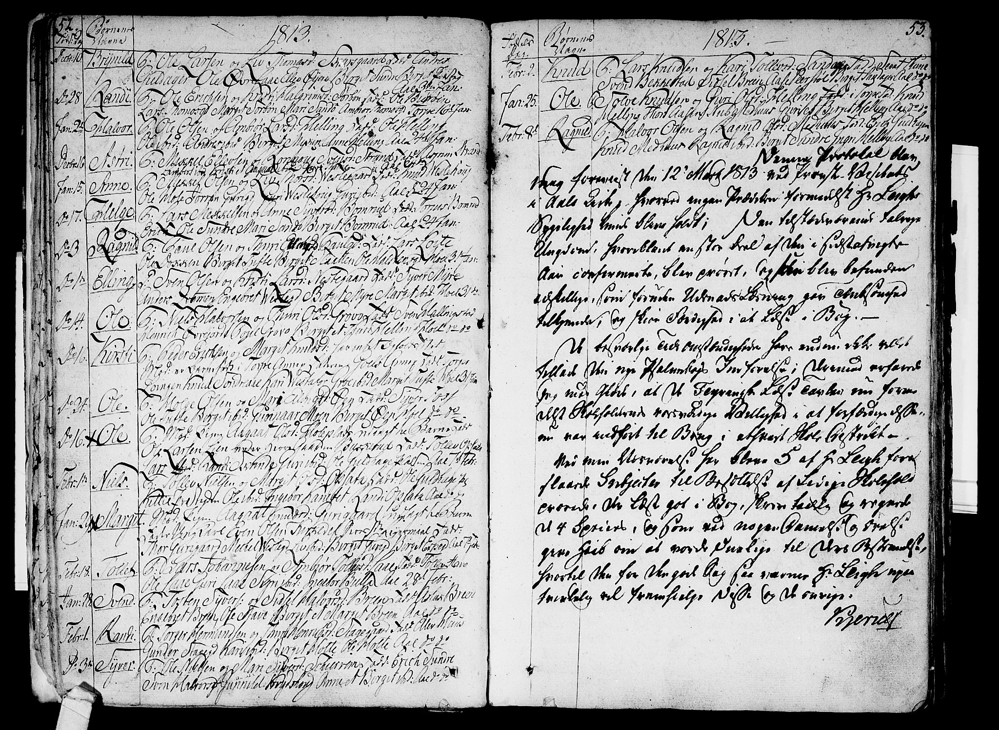 Ål kirkebøker, SAKO/A-249/F/Fa/L0003: Parish register (official) no. I 3, 1807-1814, p. 52-53