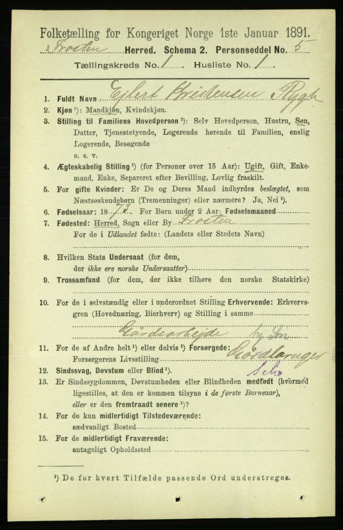 RA, 1891 census for 1717 Frosta, 1891, p. 148