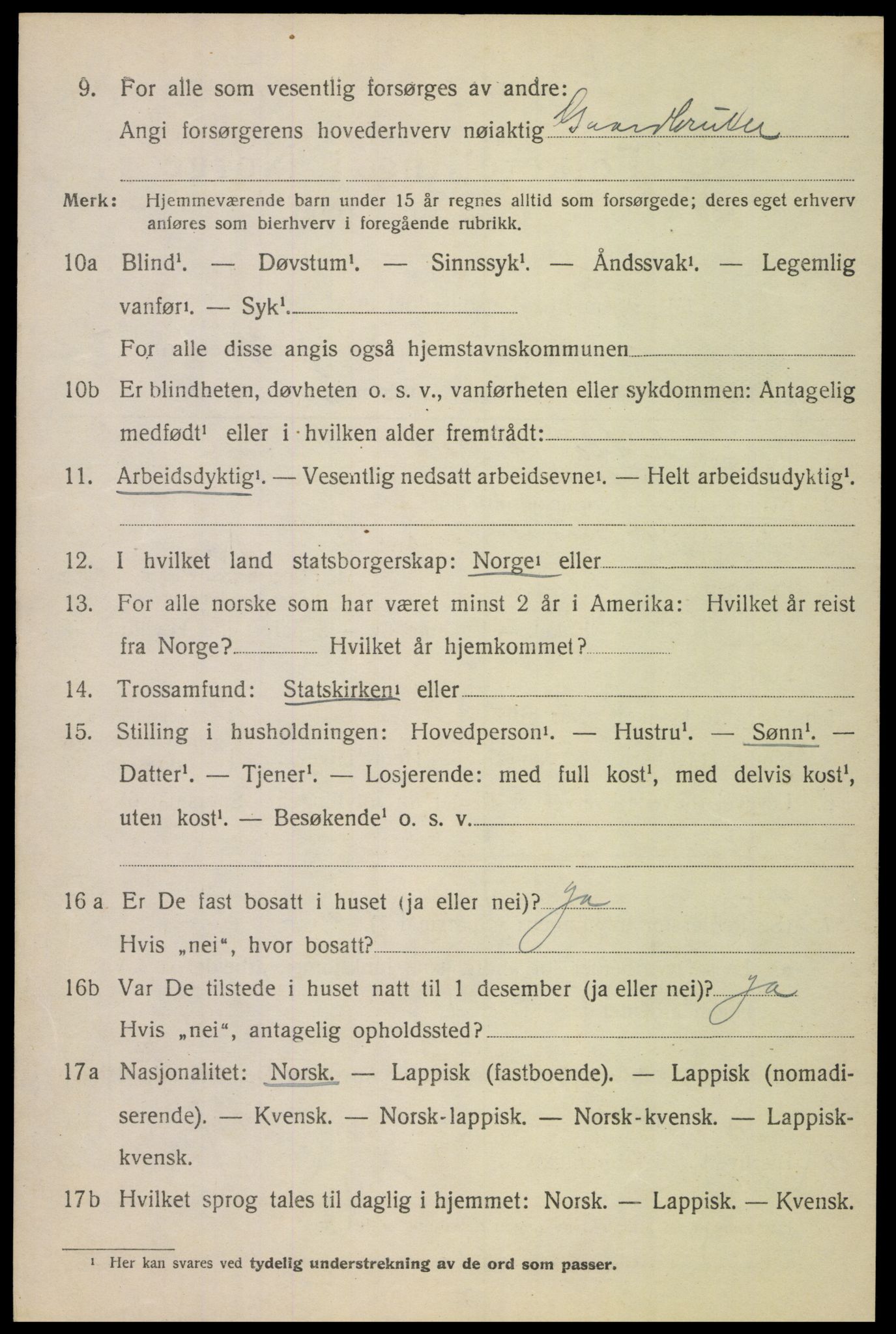 SAT, 1920 census for Ankenes, 1920, p. 3458