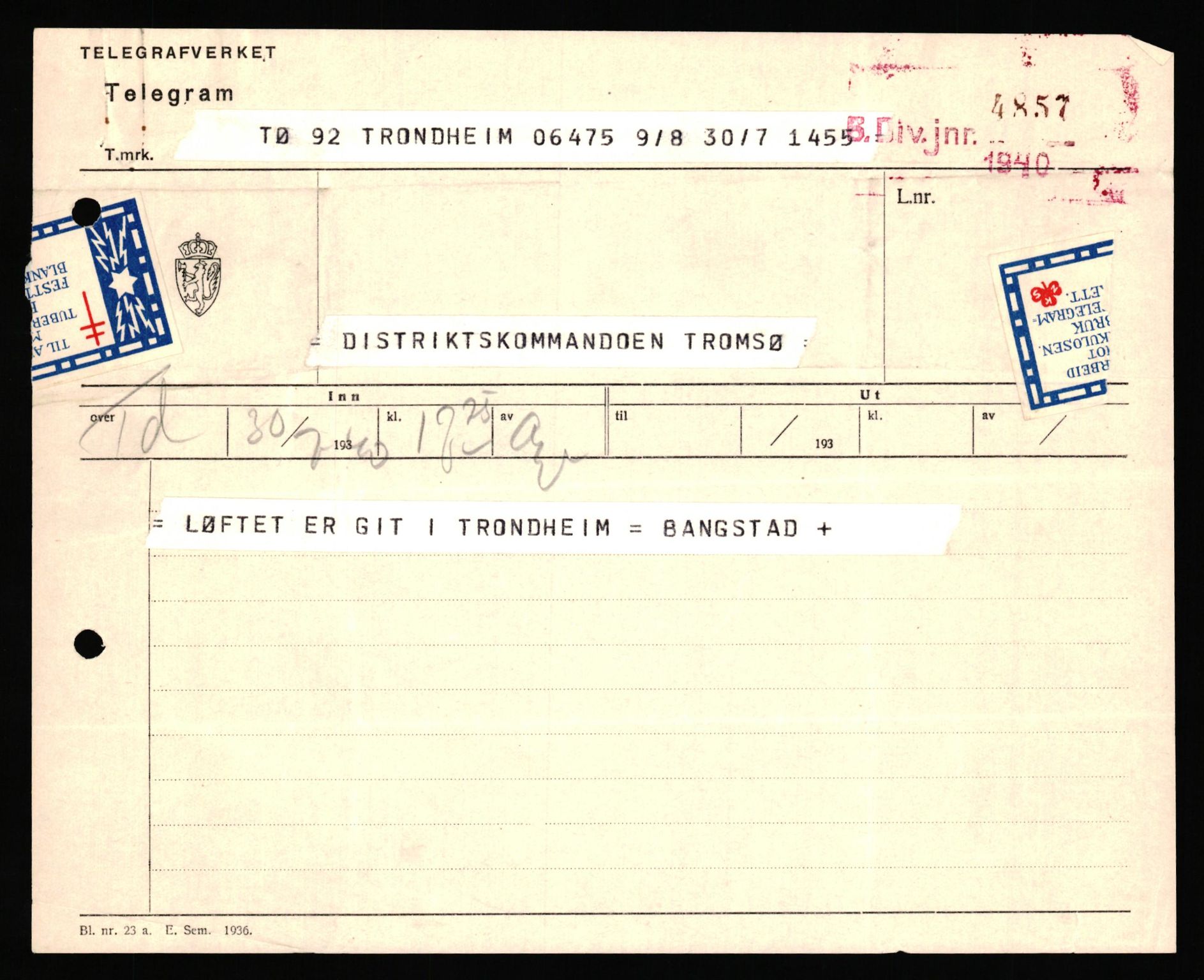 Forsvaret, Forsvarets krigshistoriske avdeling, AV/RA-RAFA-2017/Y/Yf/L0198: II-C-11-2100  -  Kapitulasjonen i 1940, 1940, p. 525