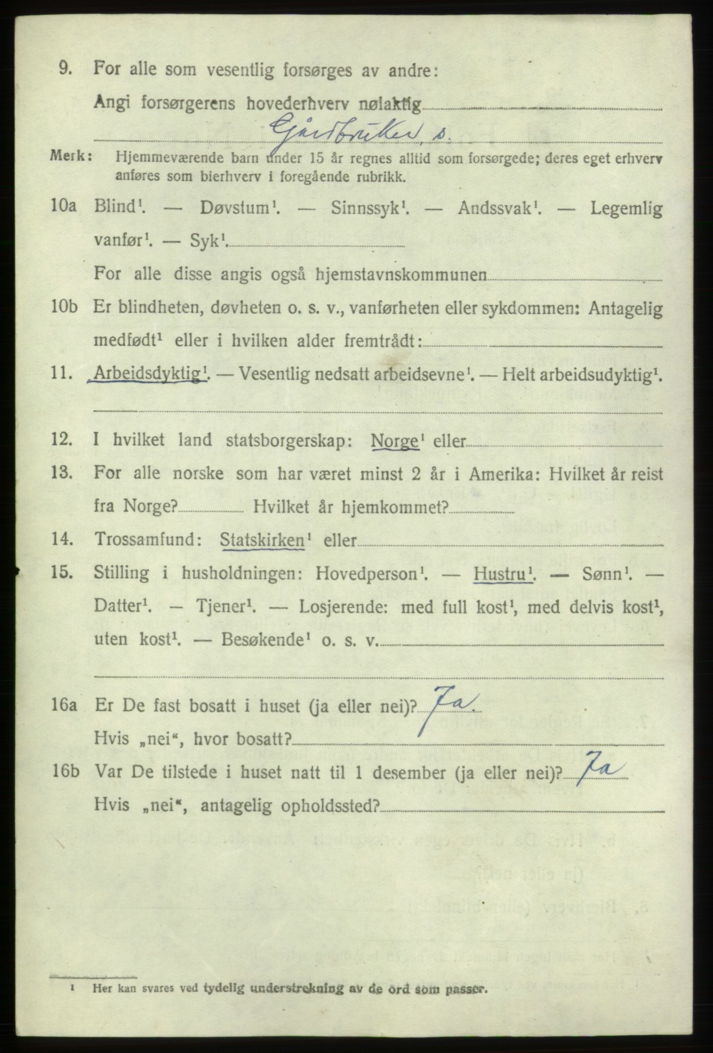 SAB, 1920 census for Fitjar, 1920, p. 5077