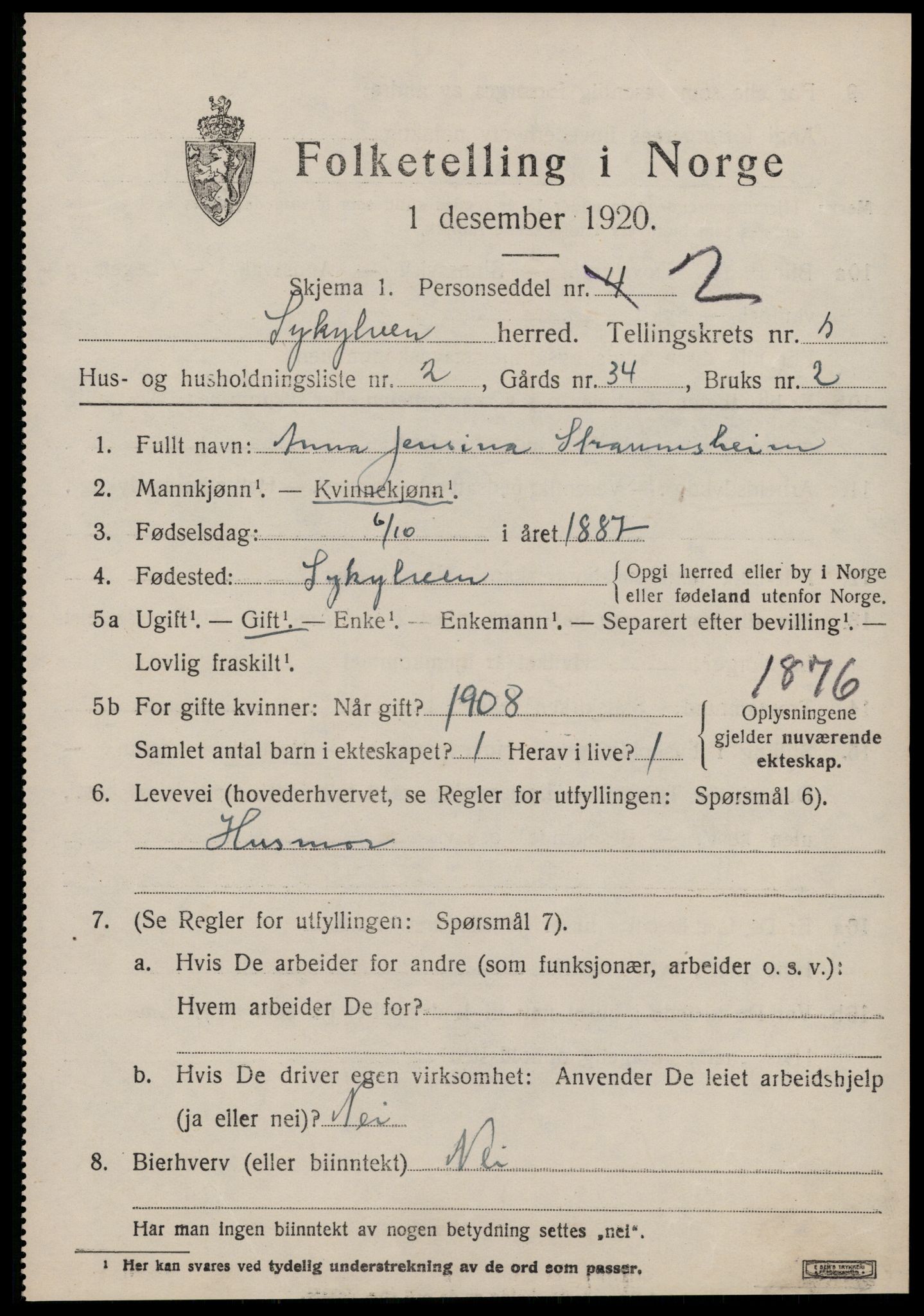 SAT, 1920 census for Sykkylven, 1920, p. 3209