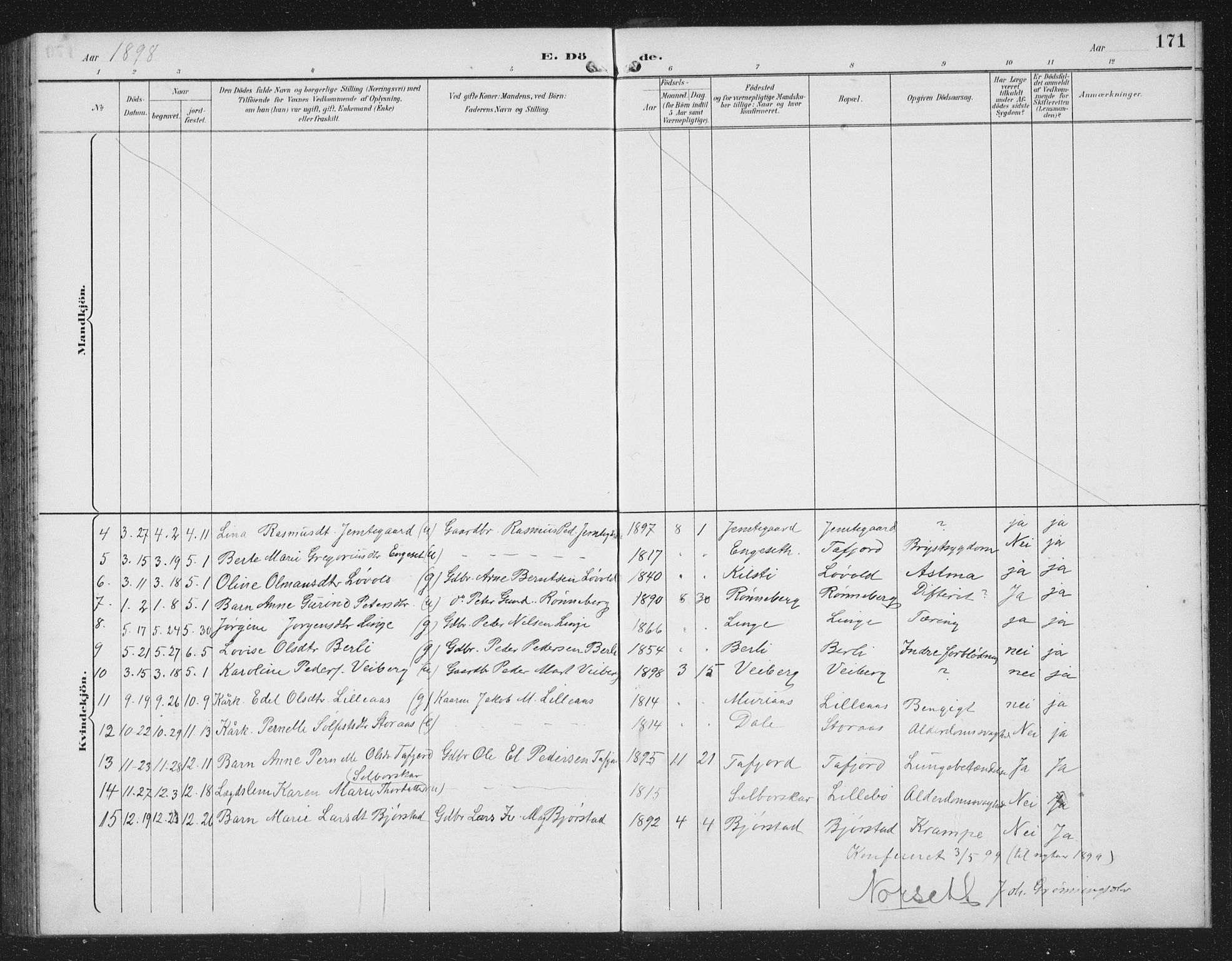 Ministerialprotokoller, klokkerbøker og fødselsregistre - Møre og Romsdal, AV/SAT-A-1454/519/L0264: Parish register (copy) no. 519C05, 1892-1910, p. 171