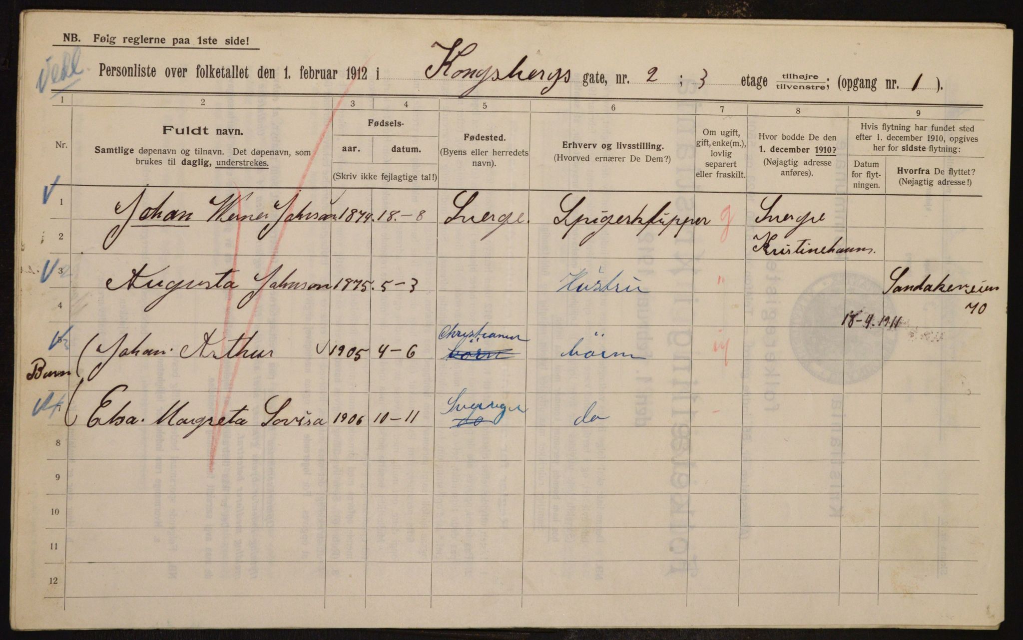 OBA, Municipal Census 1912 for Kristiania, 1912, p. 52922