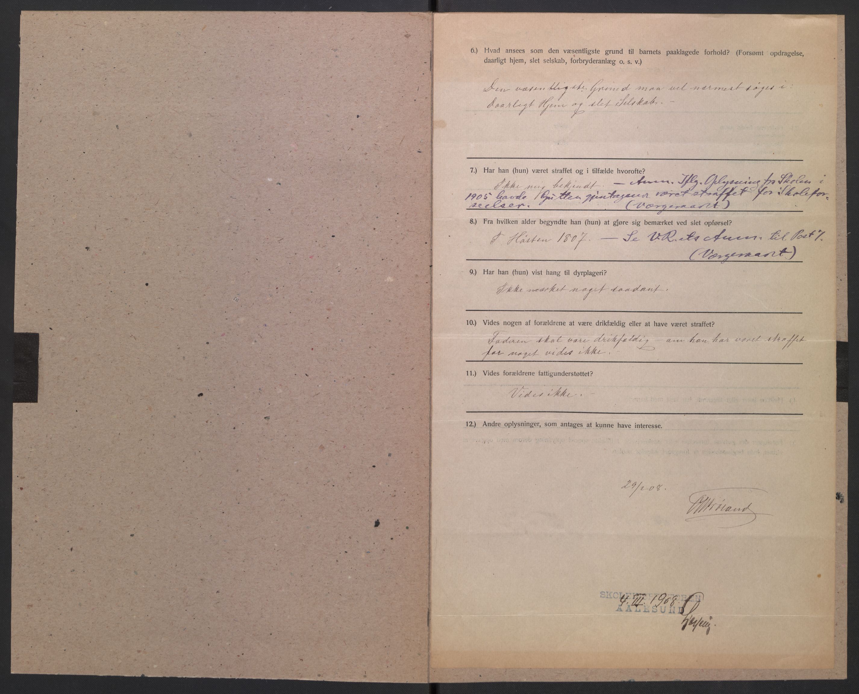 Falstad skolehjem, AV/RA-S-1676/E/Eb/L0008: Elevmapper løpenr. 169-188, 1907-1914, p. 89