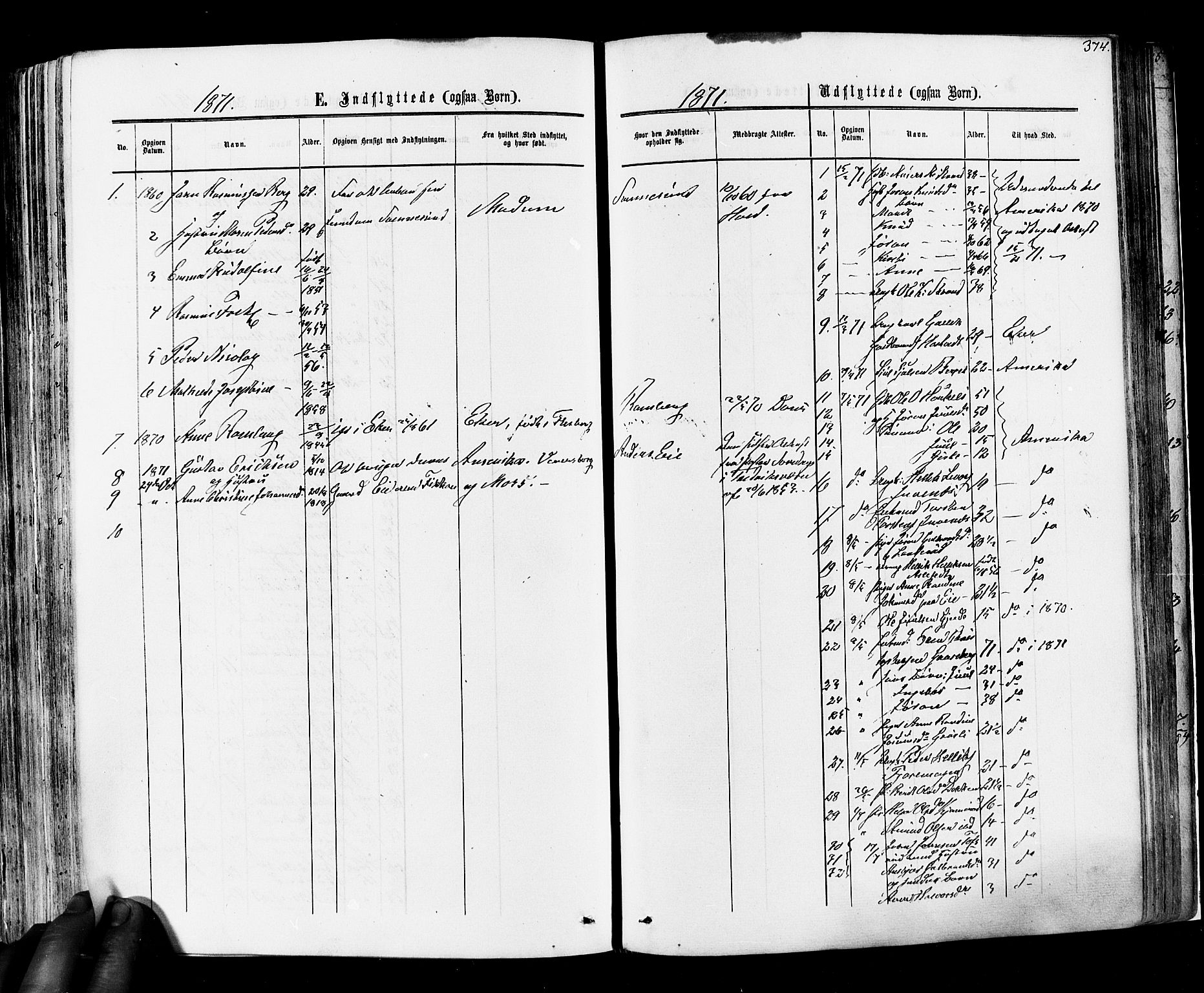 Flesberg kirkebøker, SAKO/A-18/F/Fa/L0007: Parish register (official) no. I 7, 1861-1878, p. 374