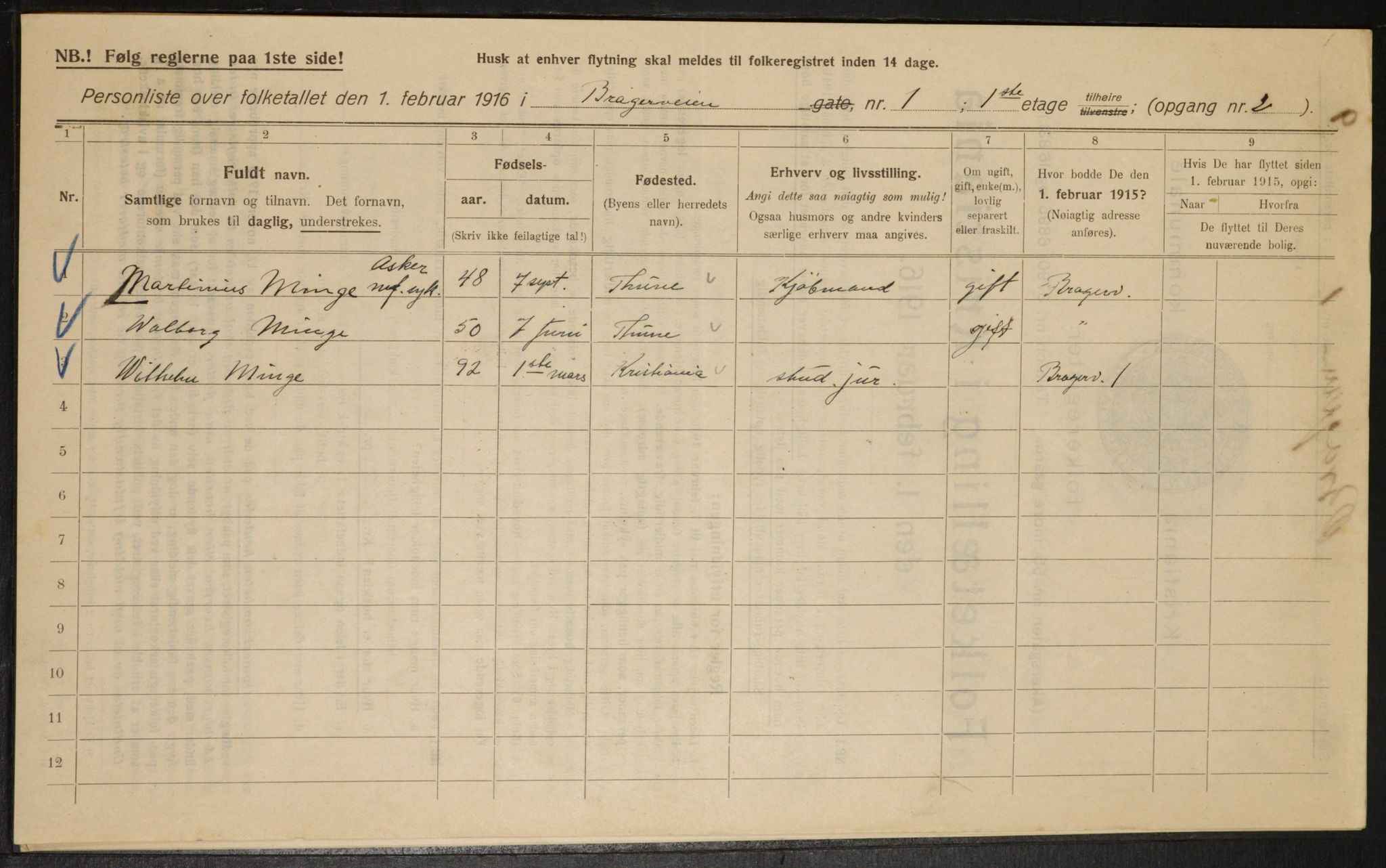 OBA, Municipal Census 1916 for Kristiania, 1916, p. 8128