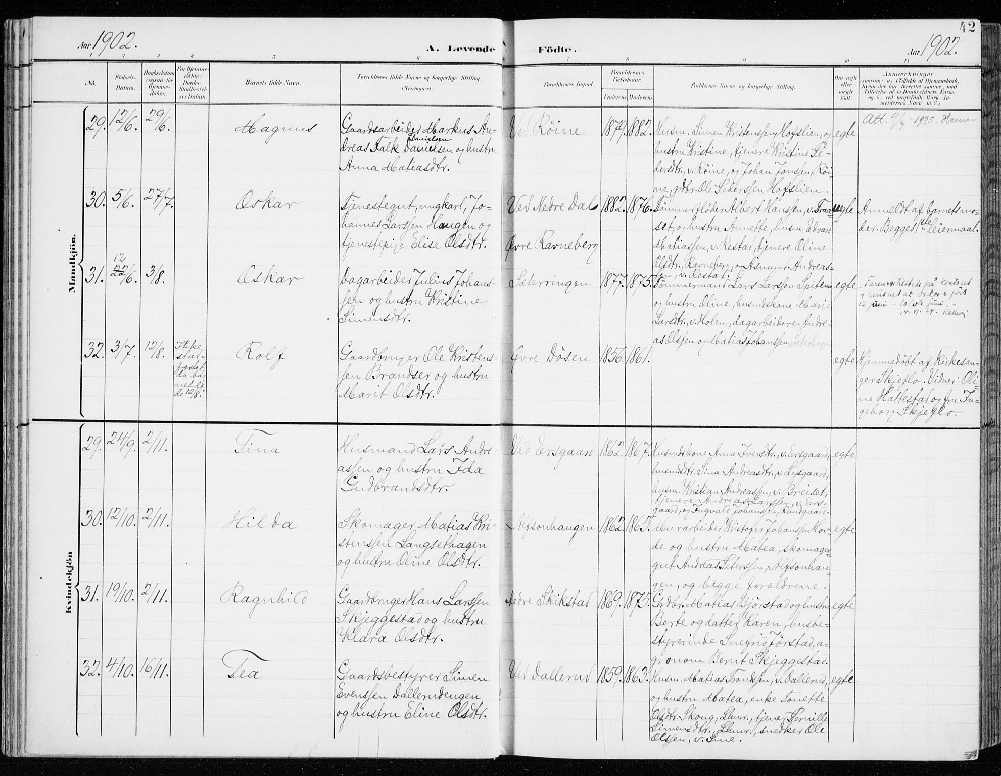 Fåberg prestekontor, AV/SAH-PREST-086/H/Ha/Haa/L0011: Parish register (official) no. 11, 1899-1913, p. 42