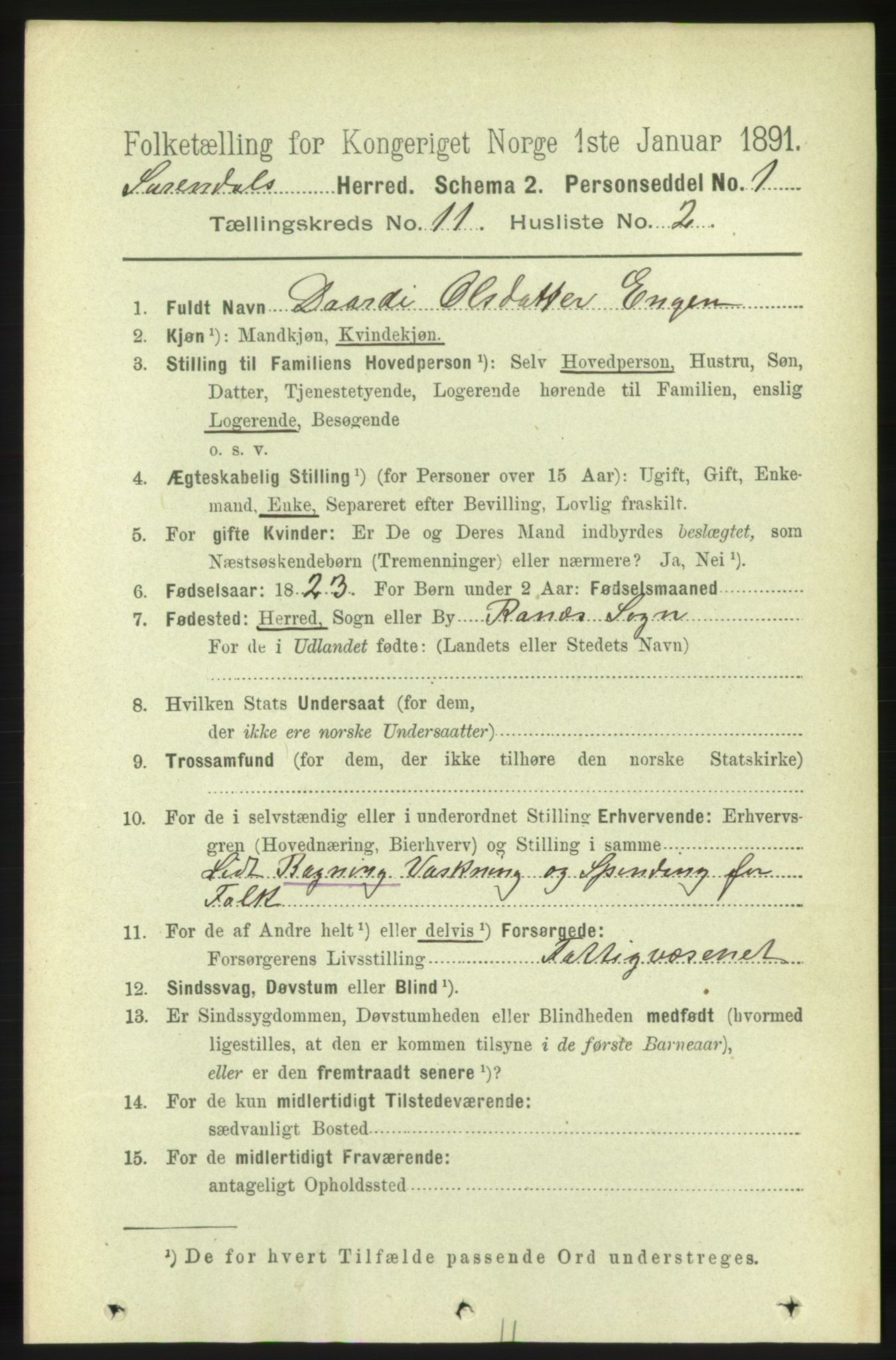 RA, 1891 census for 1566 Surnadal, 1891, p. 2679