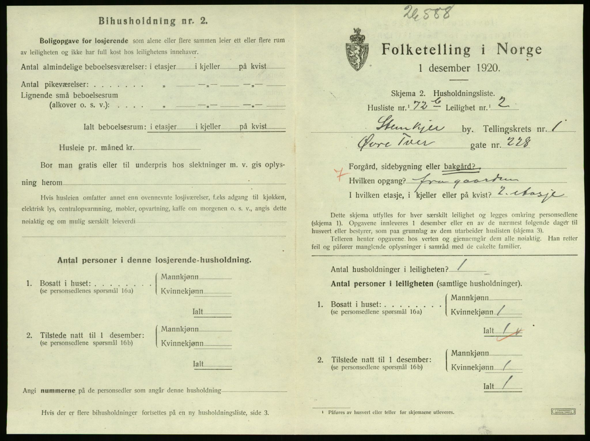 SAT, 1920 census for Steinkjer, 1920, p. 1358