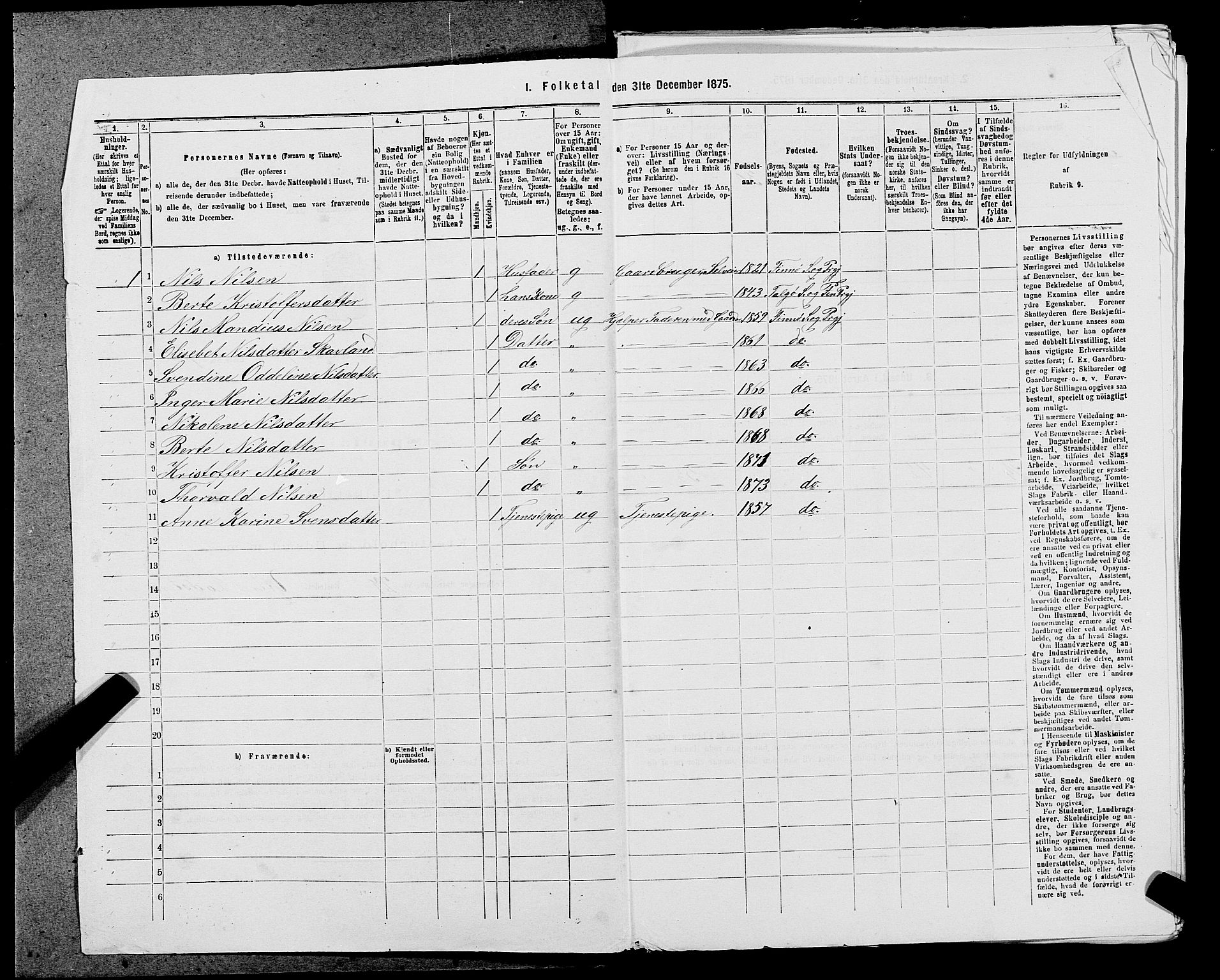 SAST, 1875 census for 1141P Finnøy, 1875, p. 379