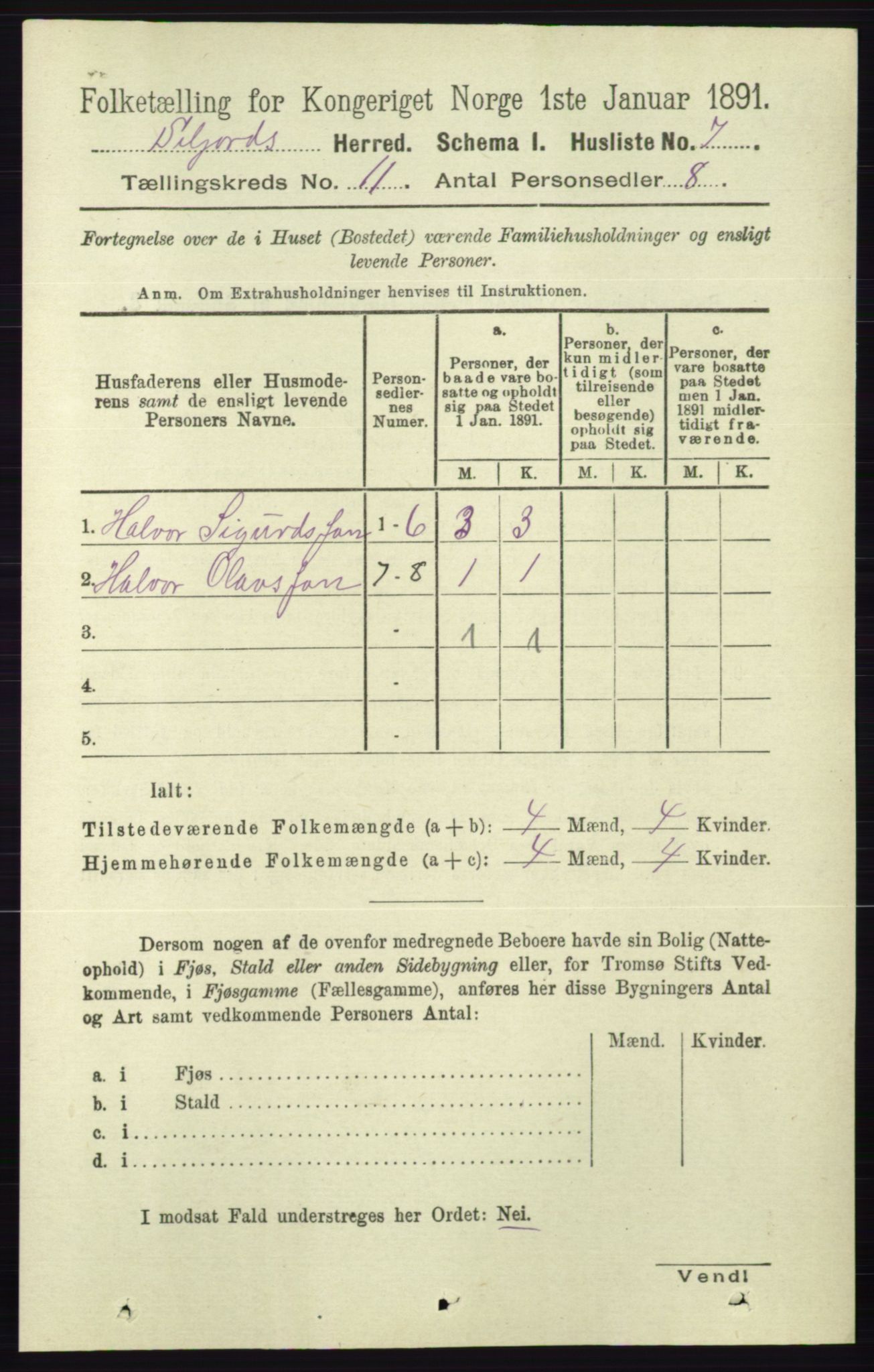 RA, 1891 census for 0828 Seljord, 1891, p. 3769