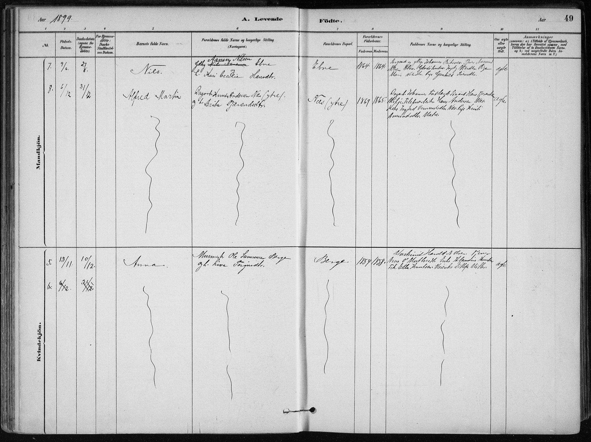 Skånevik sokneprestembete, SAB/A-77801/H/Haa: Parish register (official) no. B 1, 1879-1914, p. 49