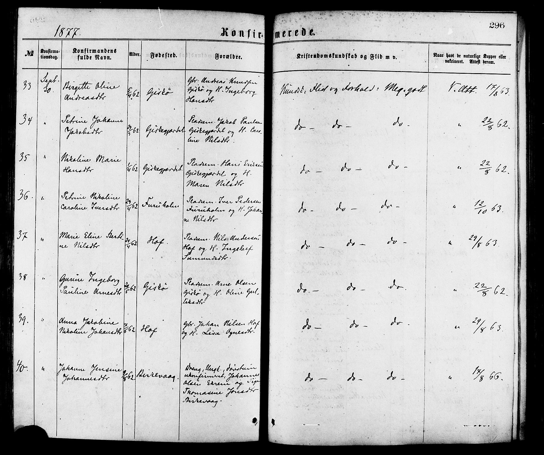 Ministerialprotokoller, klokkerbøker og fødselsregistre - Møre og Romsdal, AV/SAT-A-1454/528/L0400: Parish register (official) no. 528A11, 1871-1879, p. 296