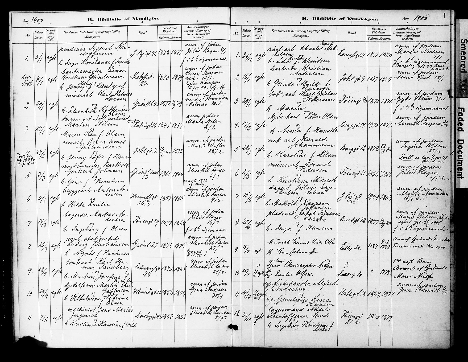 Grønland prestekontor Kirkebøker, SAO/A-10848/F/Fa/L0015: Parish register (official) no. 15, 1899-1919, p. 1