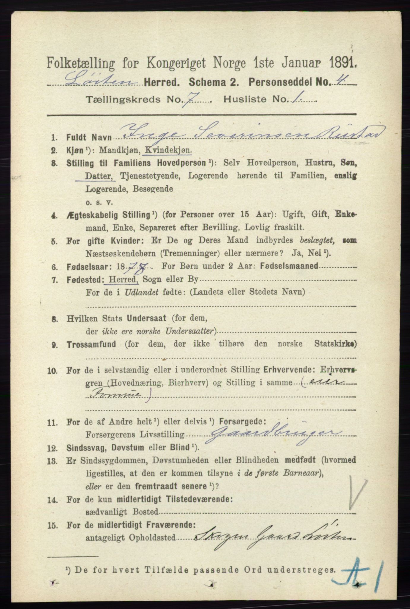 RA, 1891 census for 0415 Løten, 1891, p. 4411