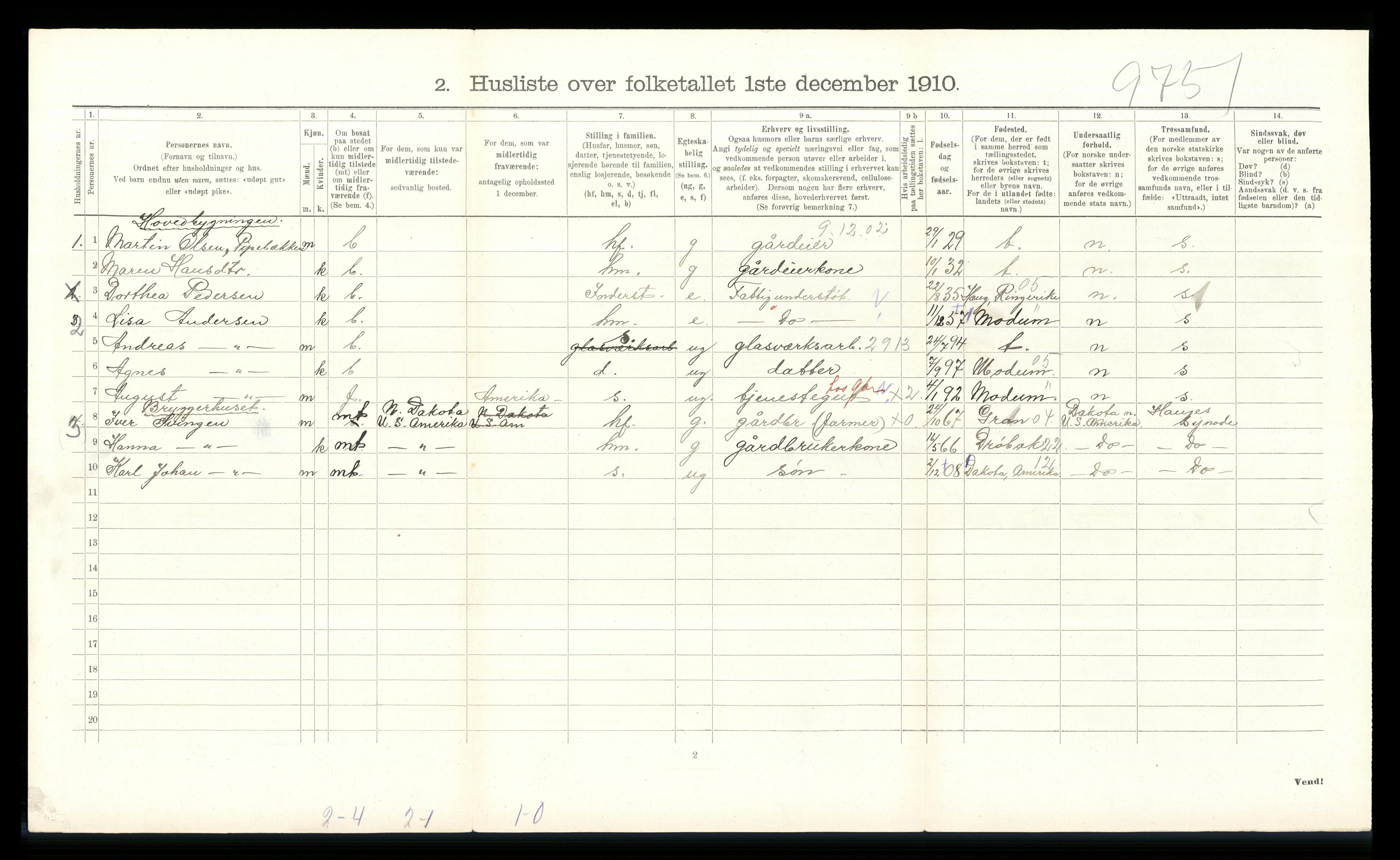 RA, 1910 census for Jevnaker, 1910, p. 340