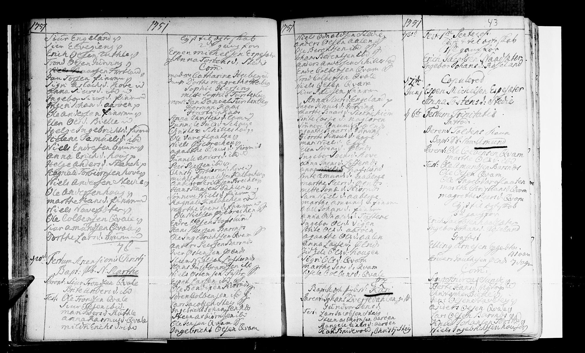 Sogndal sokneprestembete, AV/SAB-A-81301/H/Haa/Haaa/L0003: Parish register (official) no. A 3, 1747-1768, p. 43