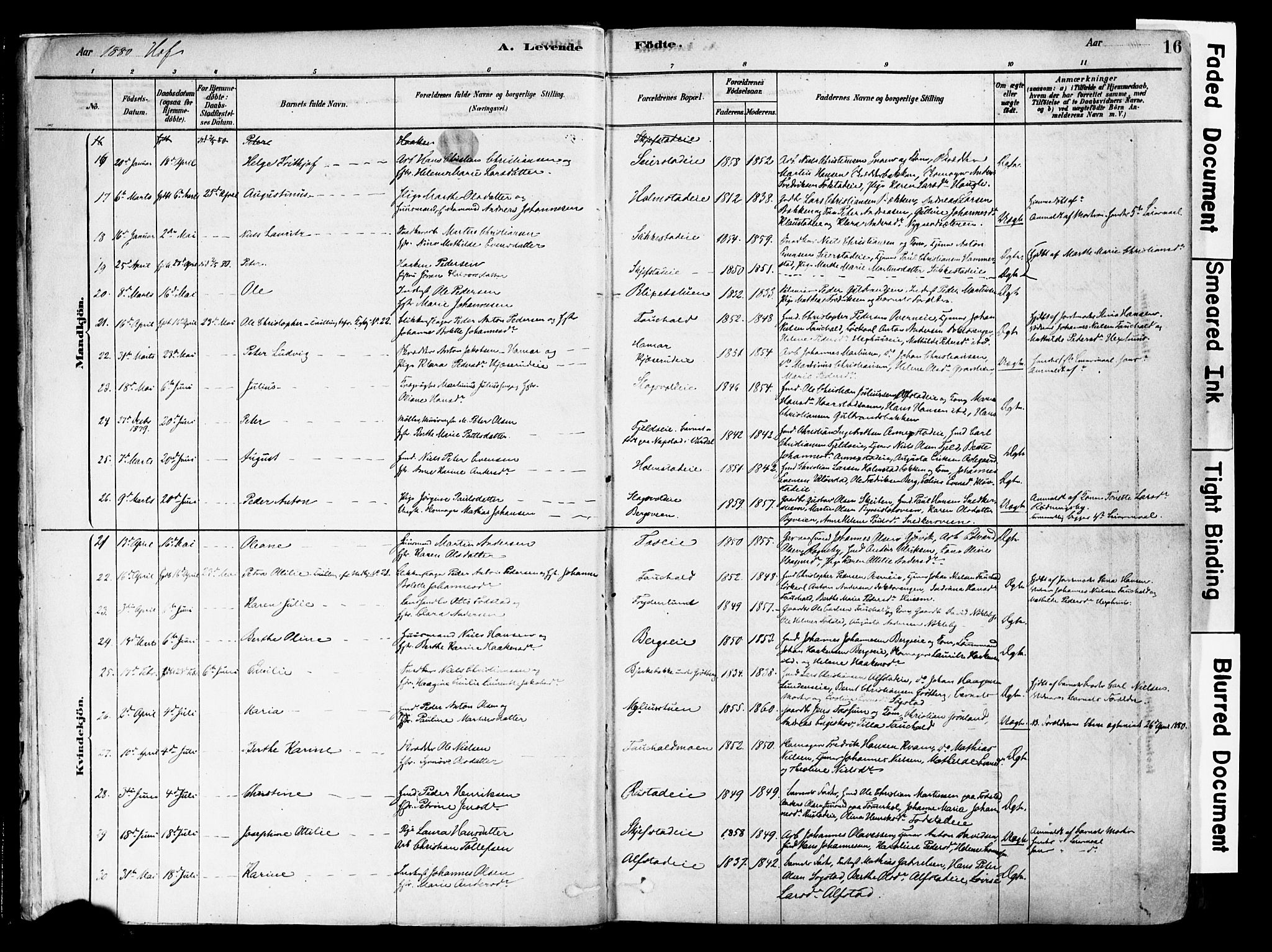 Østre Toten prestekontor, AV/SAH-PREST-104/H/Ha/Haa/L0006: Parish register (official) no. 6 /1, 1878-1896, p. 16