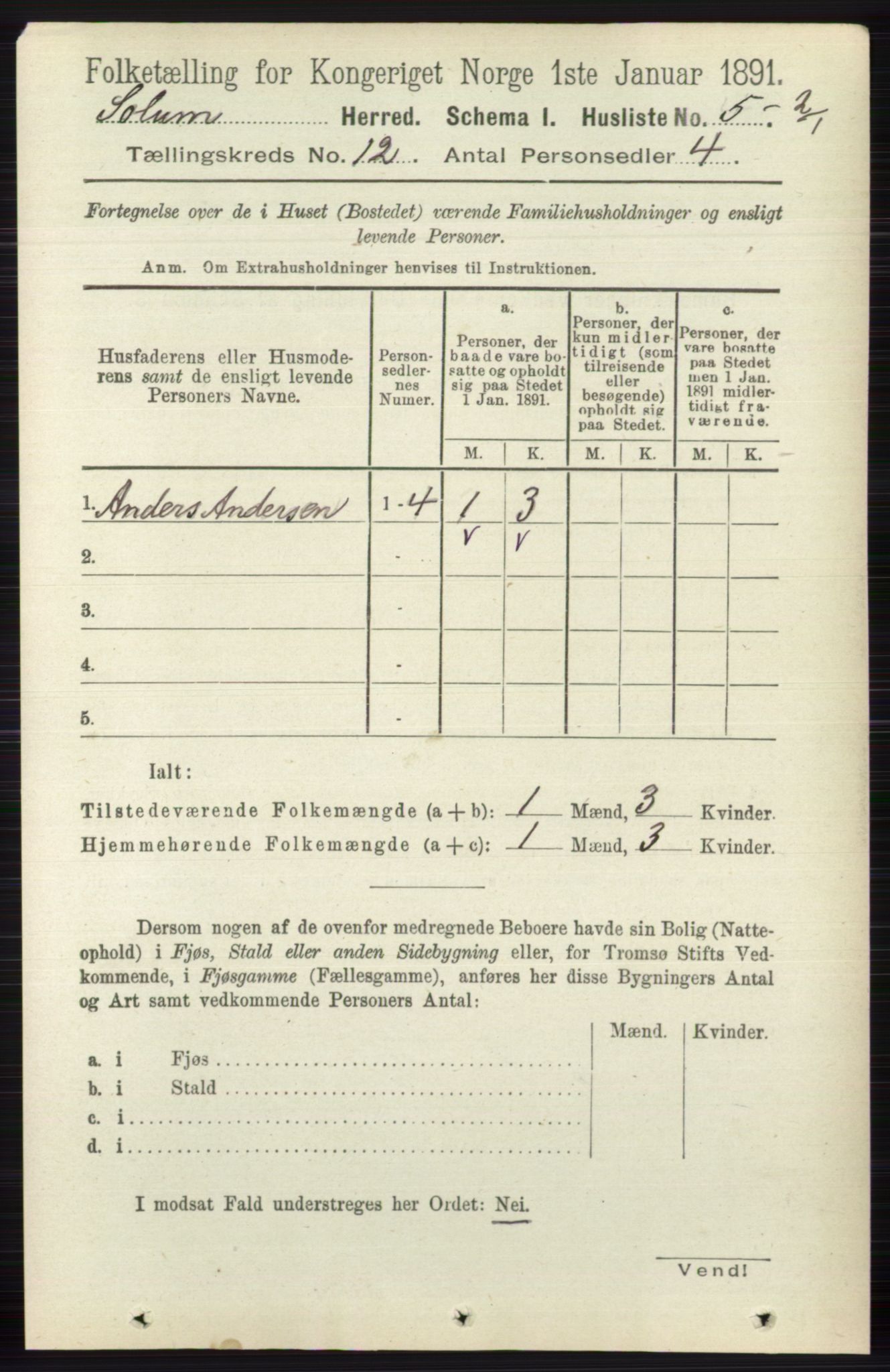 RA, 1891 census for 0818 Solum, 1891, p. 5547