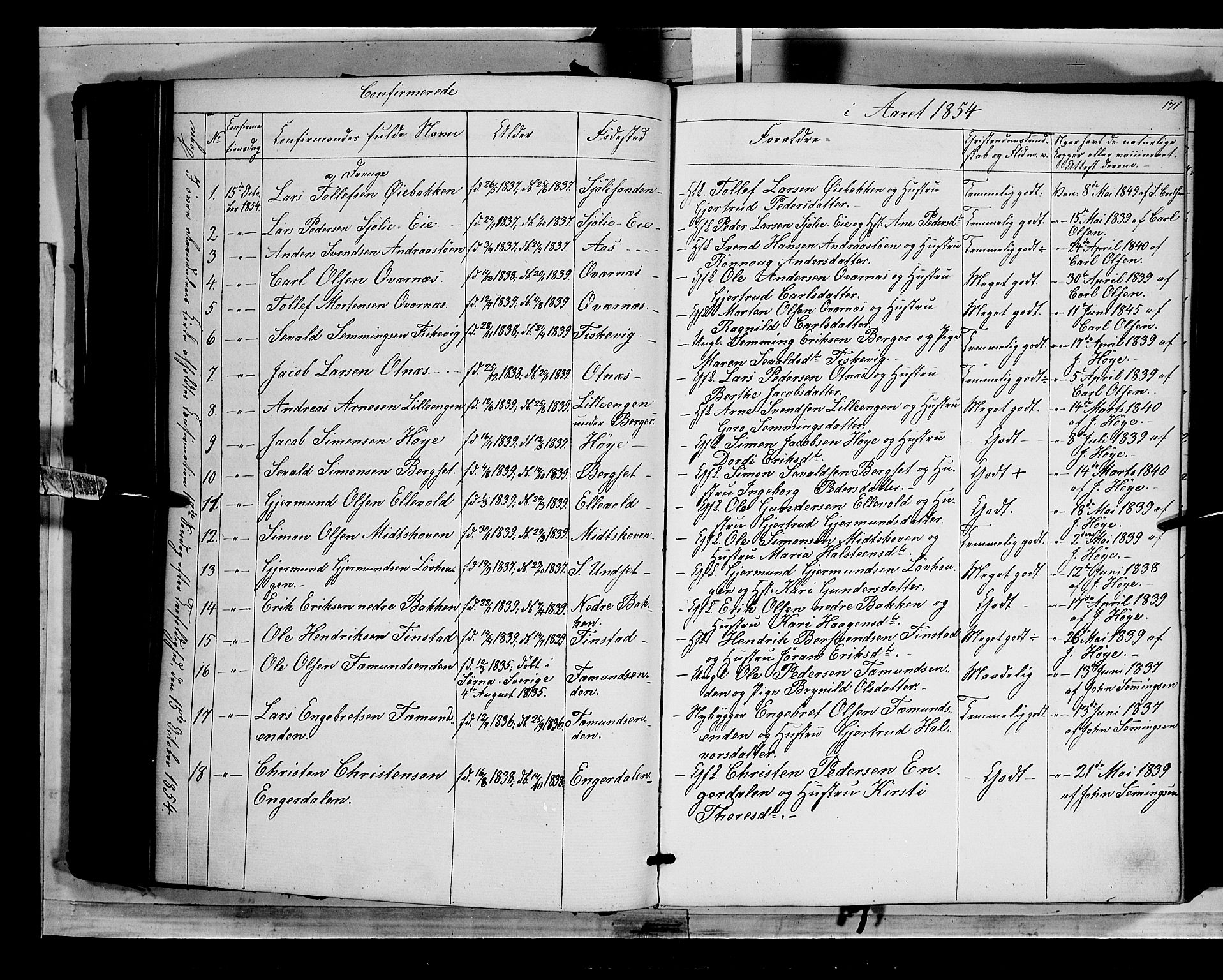Rendalen prestekontor, SAH/PREST-054/H/Ha/Haa/L0005: Parish register (official) no. 5, 1853-1866, p. 171