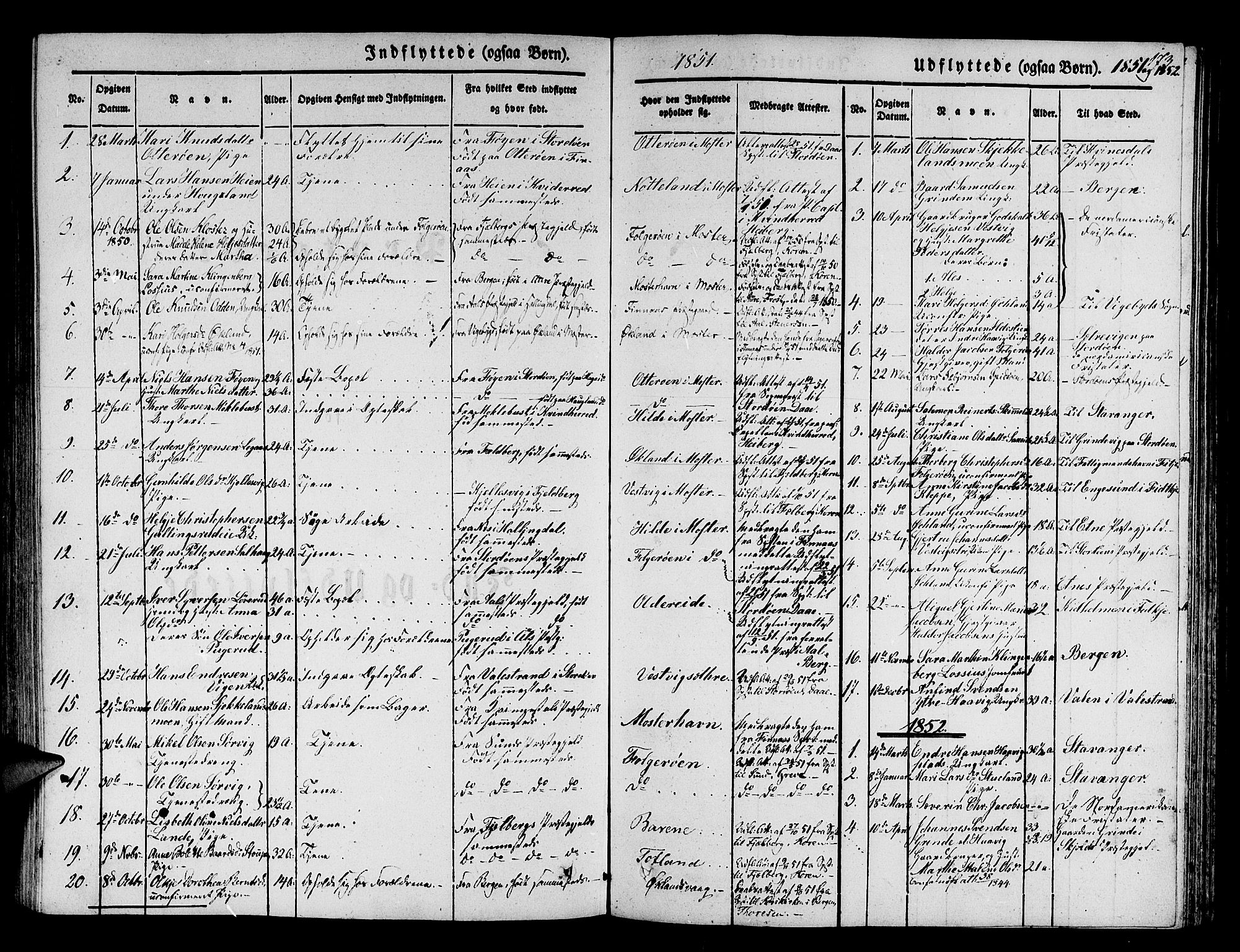 Finnås sokneprestembete, SAB/A-99925/H/Ha/Hab/Haba/L0001: Parish register (copy) no. A 1, 1851-1873, p. 173