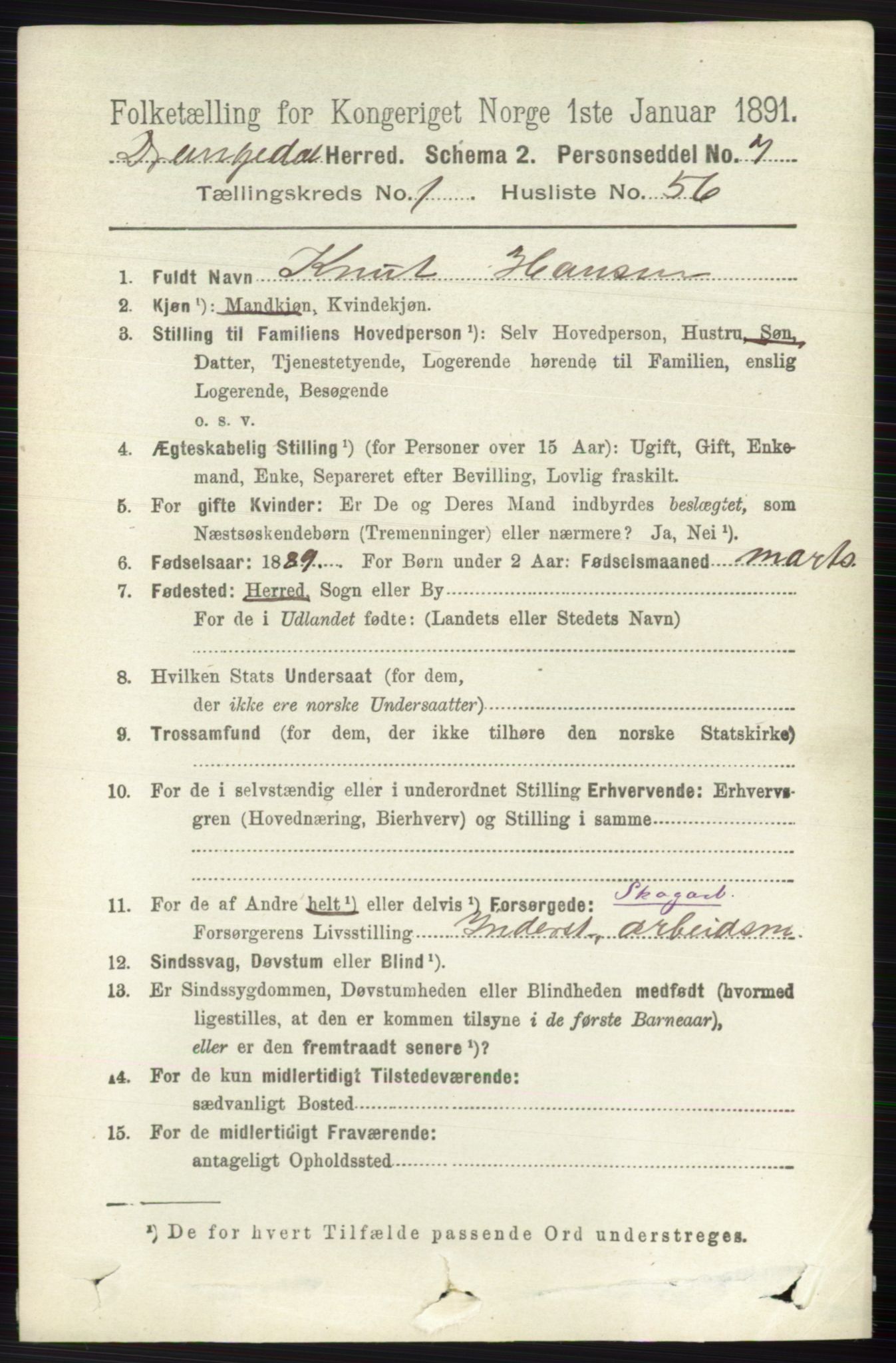 RA, 1891 census for 0817 Drangedal, 1891, p. 422