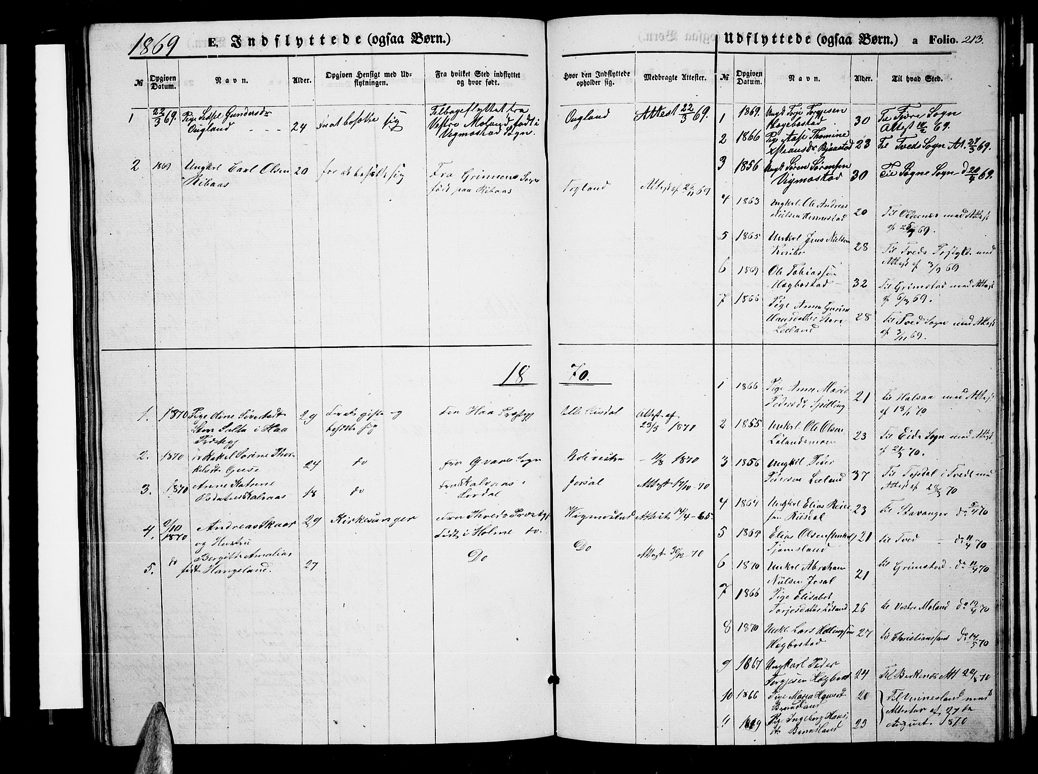 Nord-Audnedal sokneprestkontor, SAK/1111-0032/F/Fb/Fbb/L0002: Parish register (copy) no. B 2, 1859-1882, p. 213