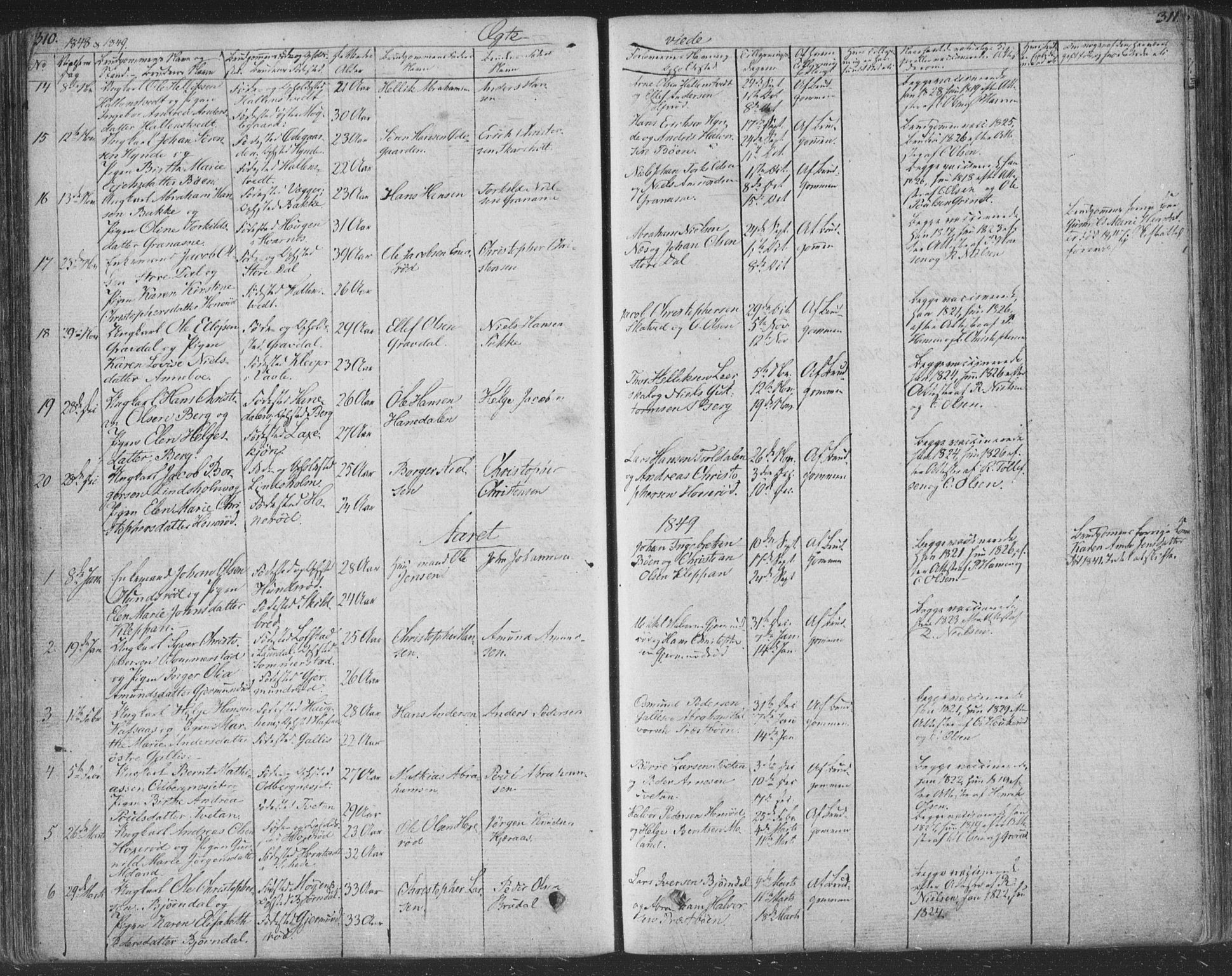 Andebu kirkebøker, AV/SAKO-A-336/F/Fa/L0004: Parish register (official) no. 4, 1829-1856, p. 310-311