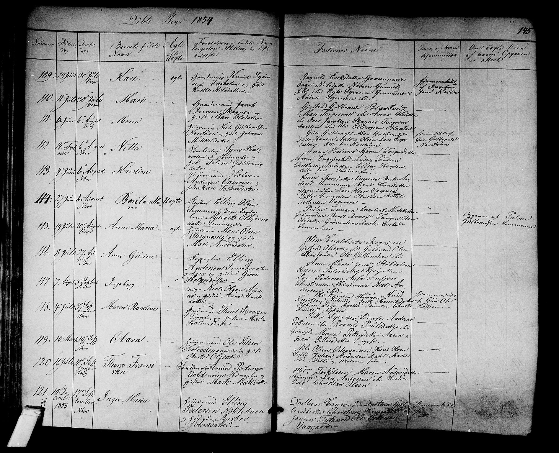 Norderhov kirkebøker, AV/SAKO-A-237/F/Fa/L0011: Parish register (official) no. 11, 1847-1856, p. 145