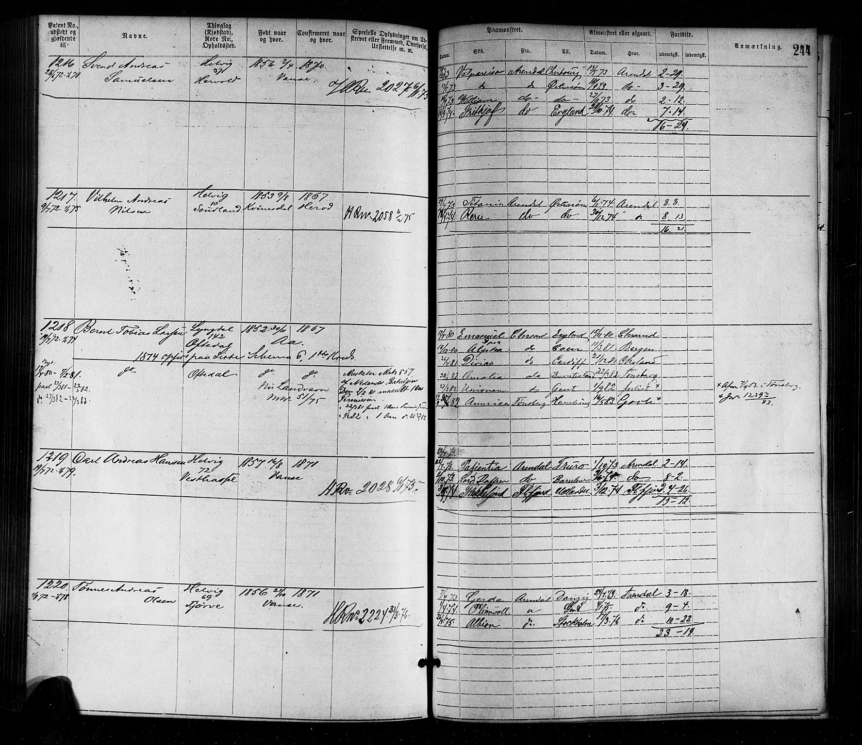 Farsund mønstringskrets, AV/SAK-2031-0017/F/Fa/L0001: Annotasjonsrulle nr 1-1920 med register, M-1, 1869-1877, p. 274