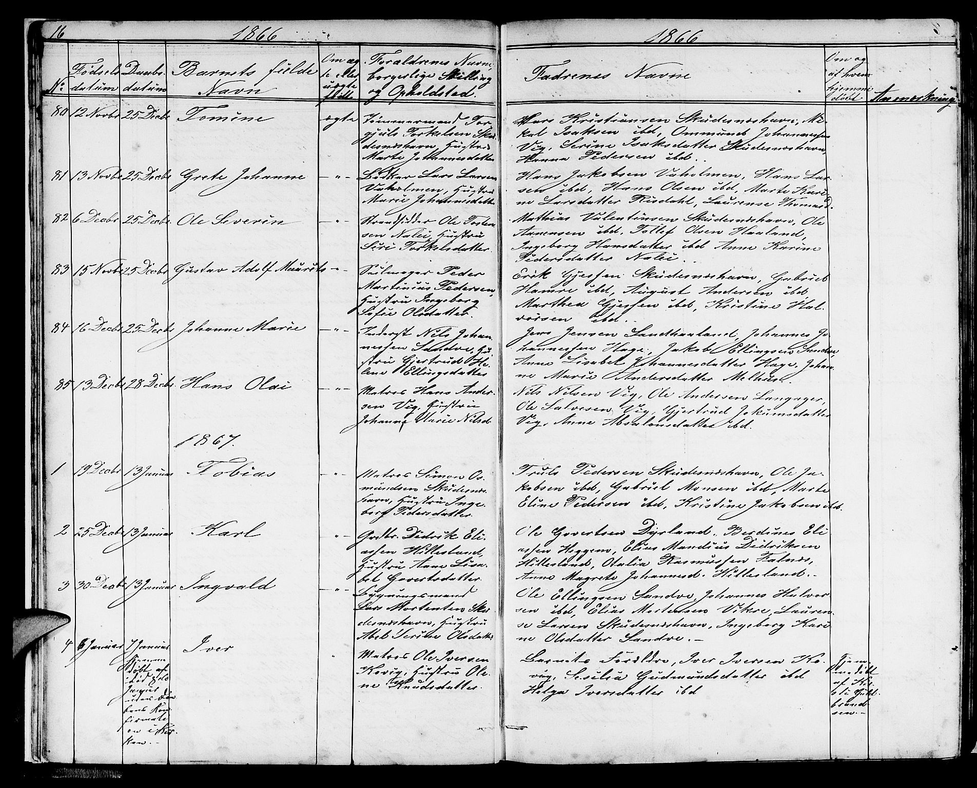 Skudenes sokneprestkontor, SAST/A -101849/H/Ha/Hab/L0004: Parish register (copy) no. B 4, 1865-1884, p. 16