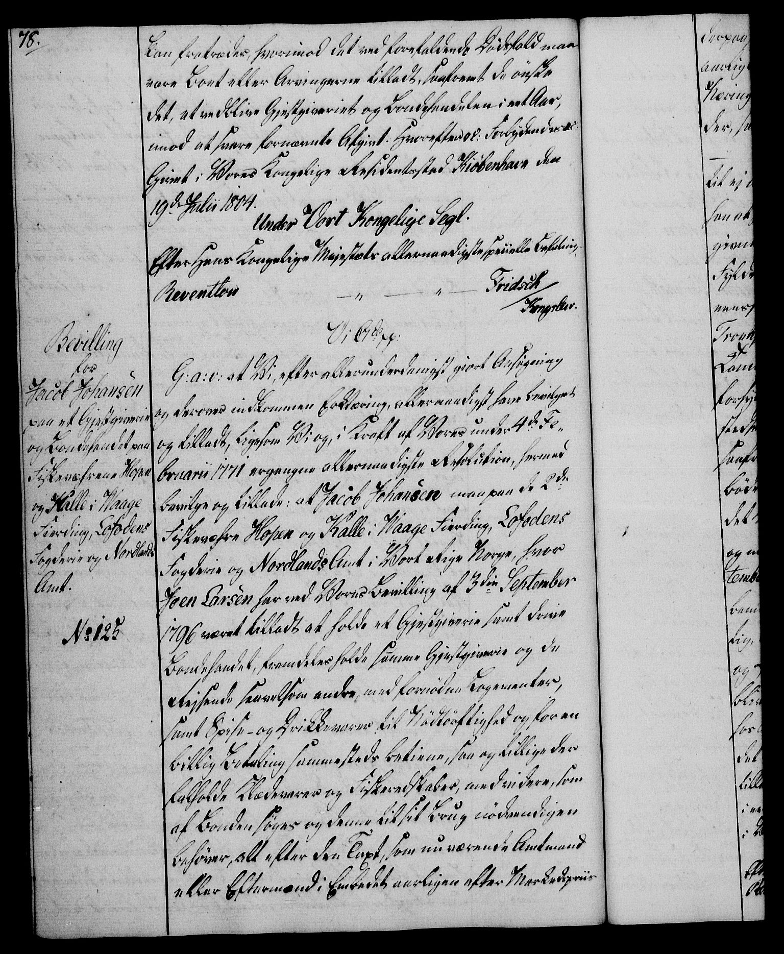 Rentekammeret, Kammerkanselliet, AV/RA-EA-3111/G/Gg/Gga/L0018: Norsk ekspedisjonsprotokoll med register (merket RK 53.18), 1804-1806, p. 78