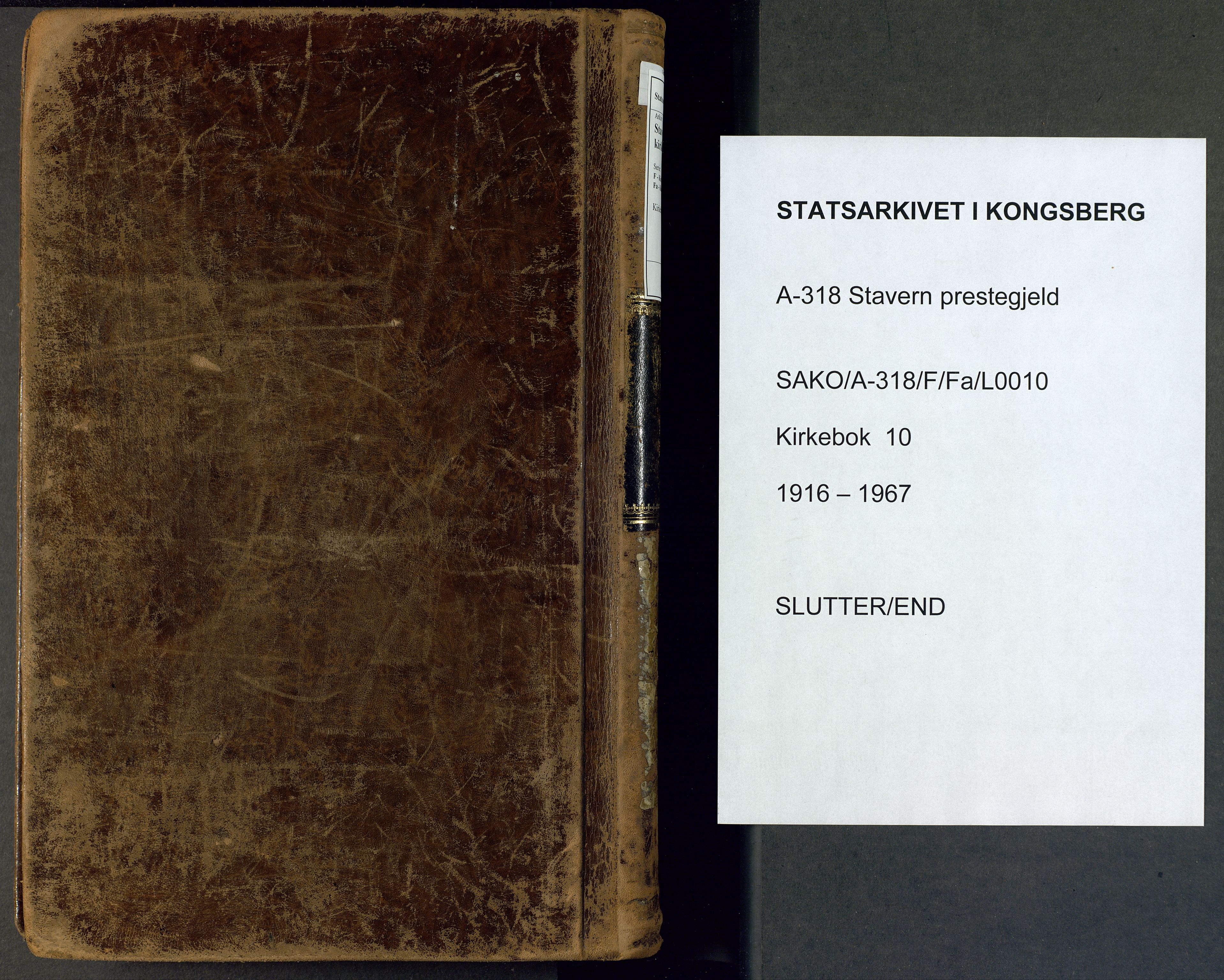 Stavern kirkebøker, AV/SAKO-A-318/F/Fa/L0010: Parish register (official) no. 10, 1916-1967