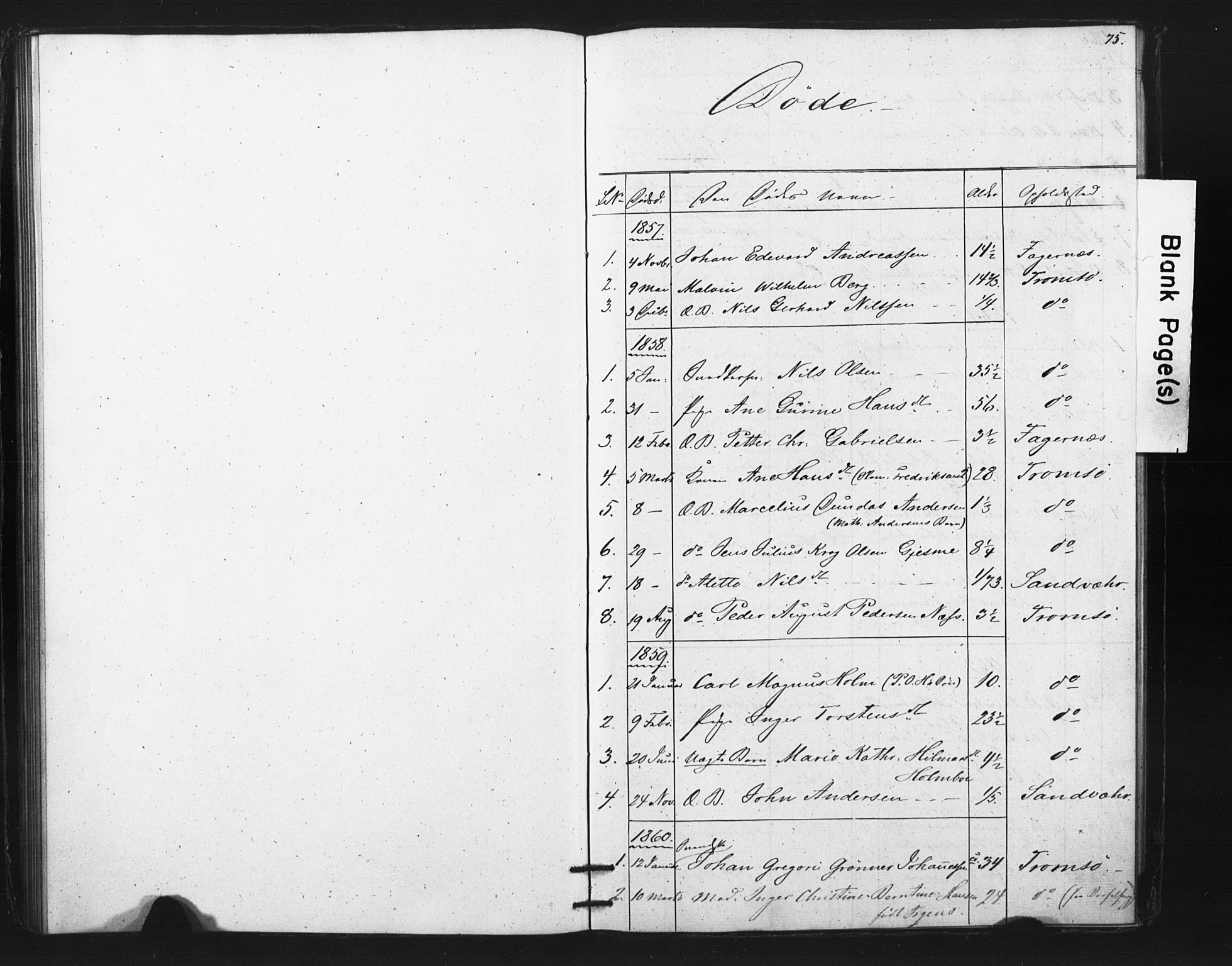 Tromsø sokneprestkontor/stiftsprosti/domprosti, SATØ/S-1343/G/Ge/L0067: Dissenter register no. 67, 1856-1882, p. 75