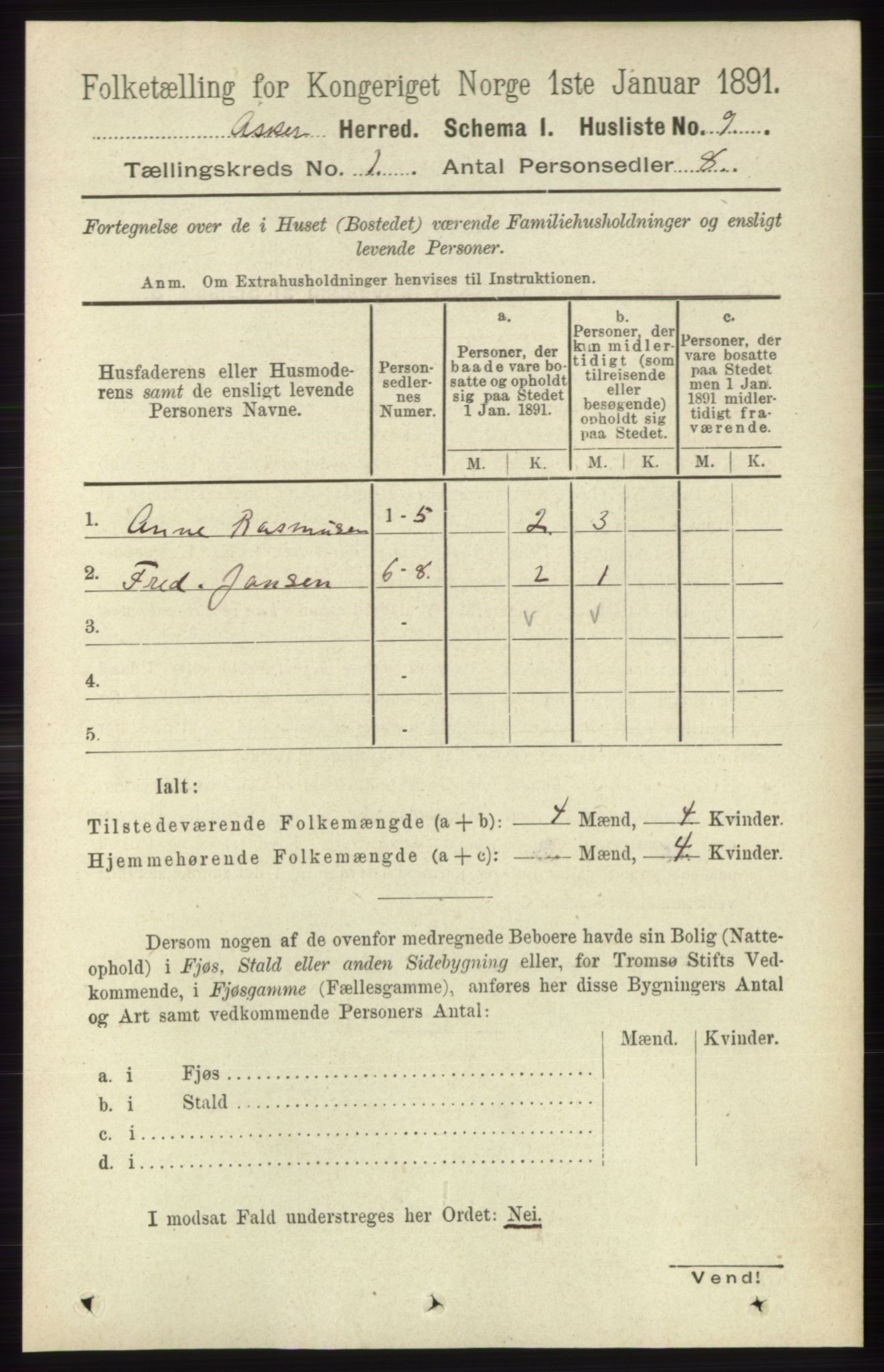 RA, 1891 census for 0220 Asker, 1891, p. 35