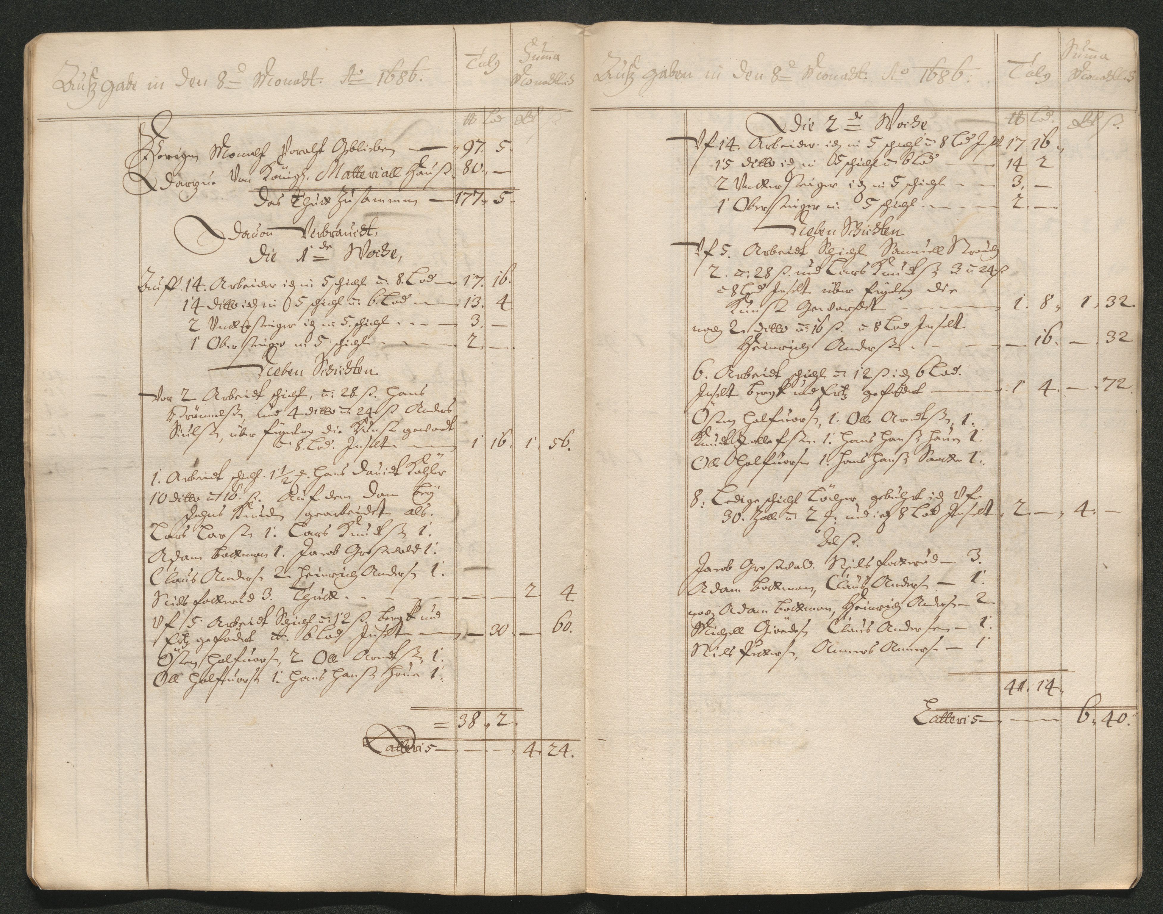 Kongsberg Sølvverk 1623-1816, SAKO/EA-3135/001/D/Dc/Dcd/L0065: Utgiftsregnskap for gruver m.m. , 1687, p. 59