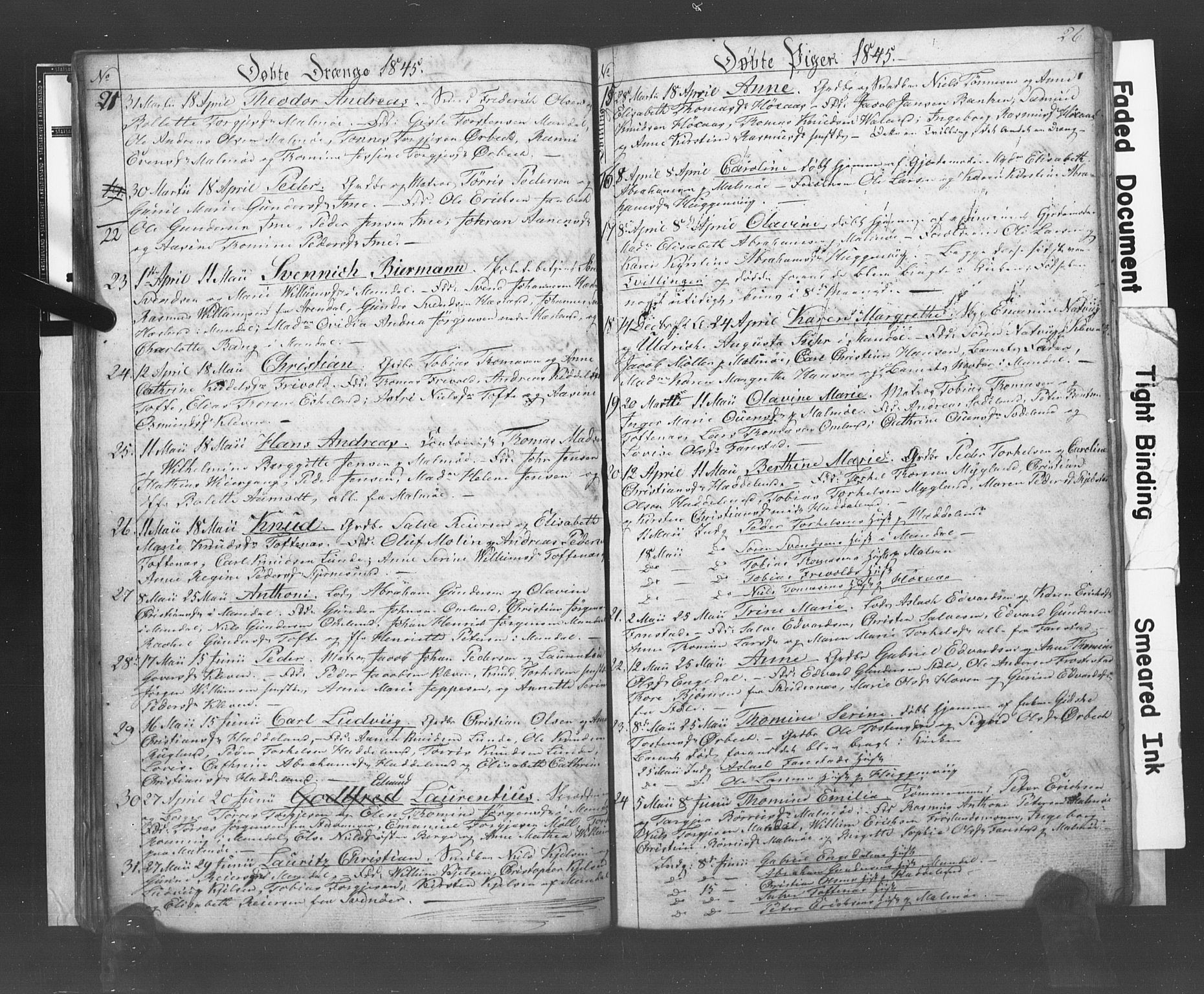 Mandal sokneprestkontor, AV/SAK-1111-0030/F/Fb/Fba/L0005: Parish register (copy) no. B 1E, 1842-1845, p. 26
