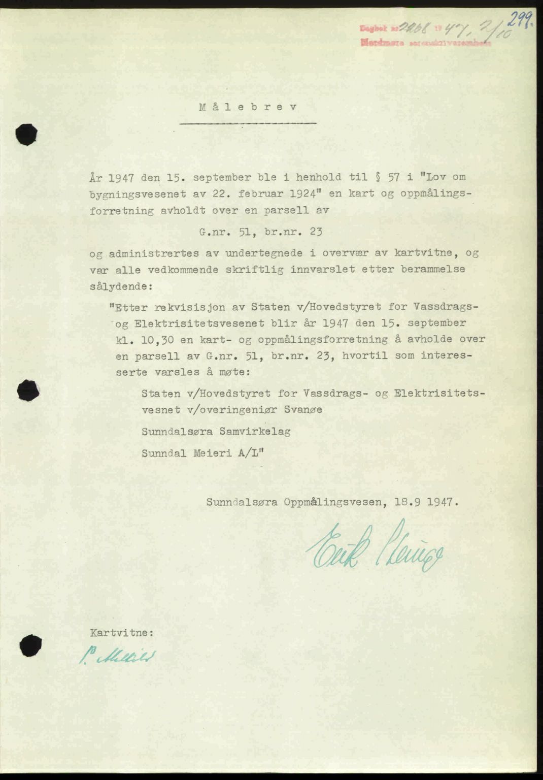 Nordmøre sorenskriveri, AV/SAT-A-4132/1/2/2Ca: Mortgage book no. A106, 1947-1947, Diary no: : 2268/1947