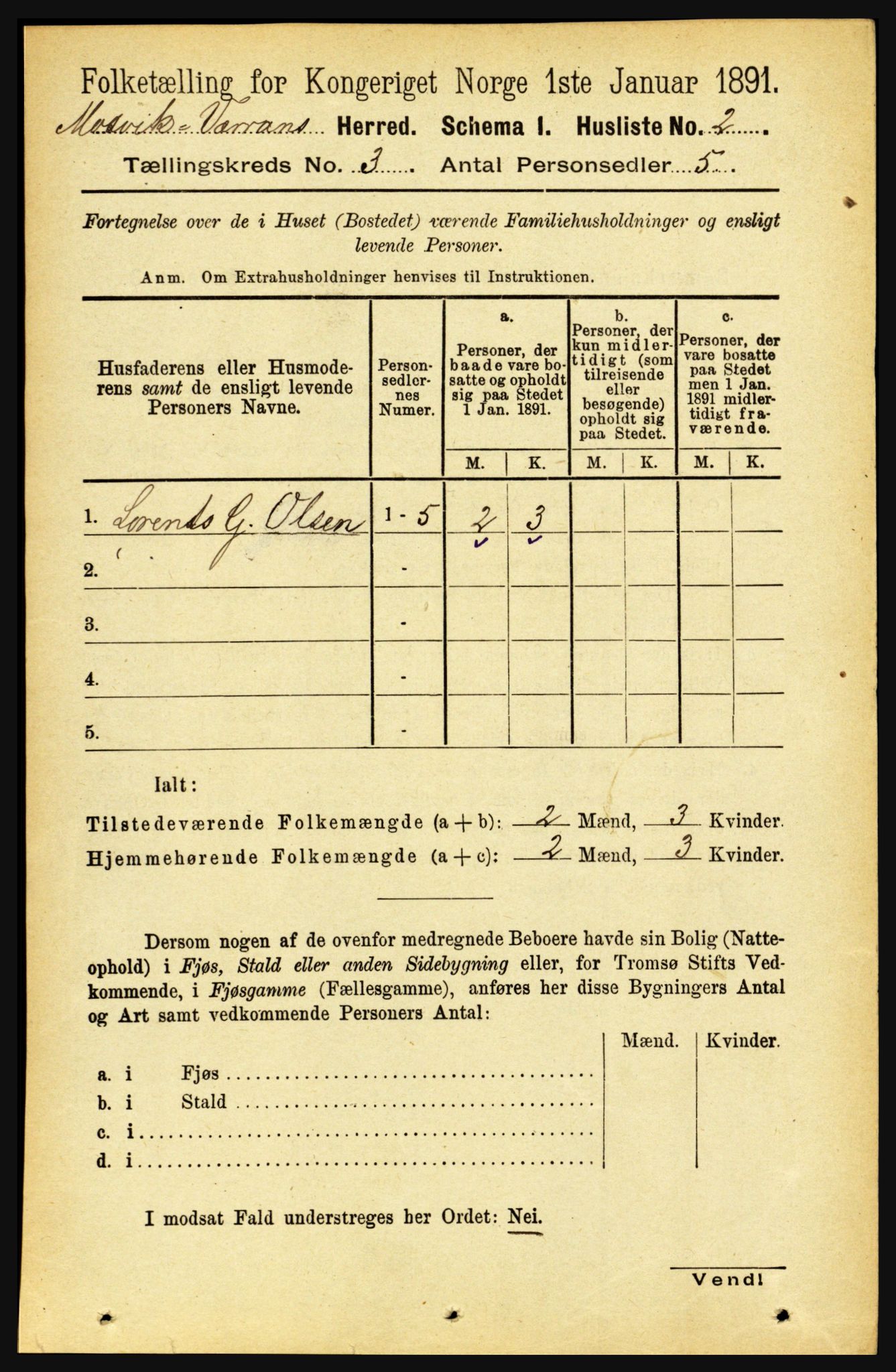 RA, 1891 census for 1723 Mosvik og Verran, 1891, p. 874