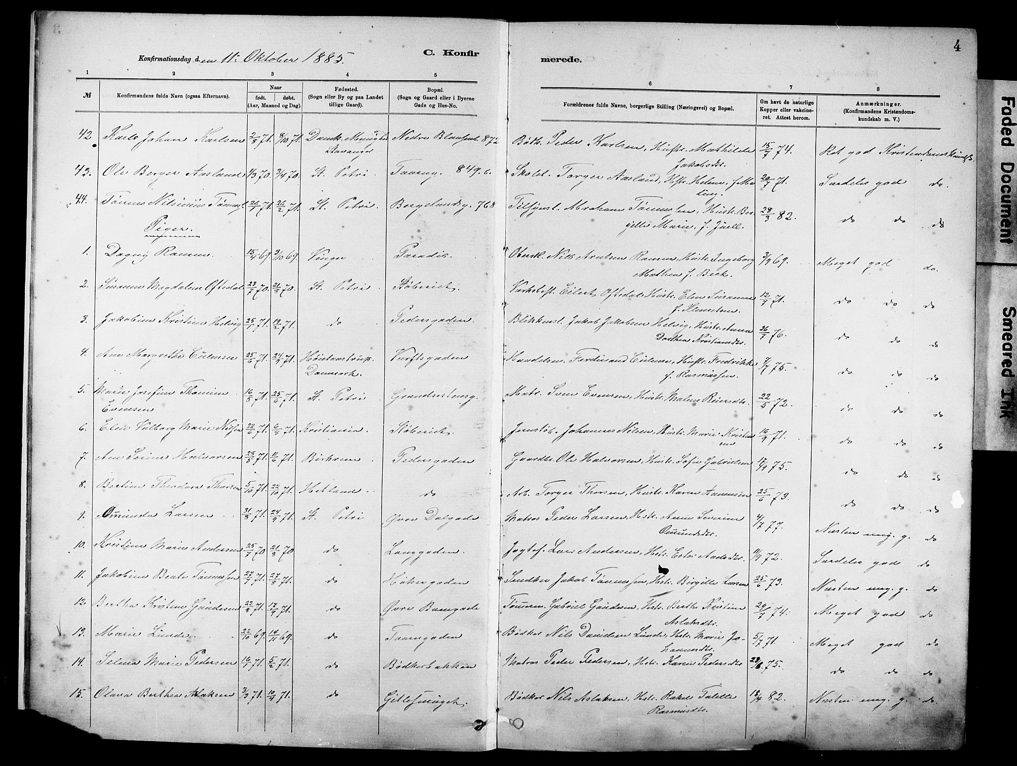 St. Johannes sokneprestkontor, SAST/A-101814/001/30/30BA/L0002: Parish register (official) no. A 2, 1885-1899, p. 4