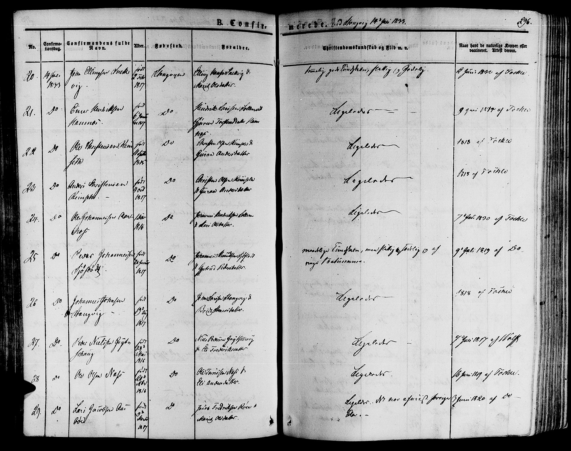 Ministerialprotokoller, klokkerbøker og fødselsregistre - Møre og Romsdal, SAT/A-1454/592/L1024: Parish register (official) no. 592A03 /1, 1831-1849, p. 296