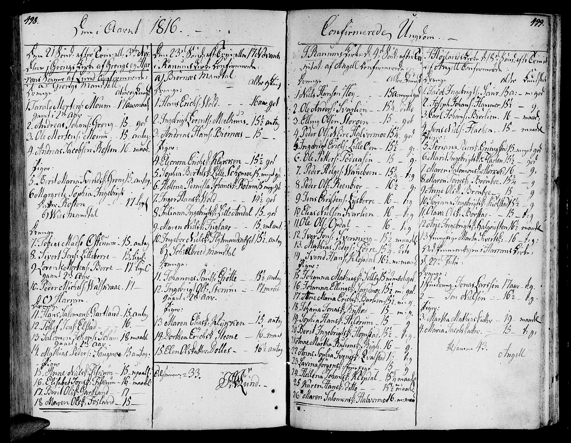 Ministerialprotokoller, klokkerbøker og fødselsregistre - Nord-Trøndelag, SAT/A-1458/764/L0545: Parish register (official) no. 764A05, 1799-1816, p. 498-499