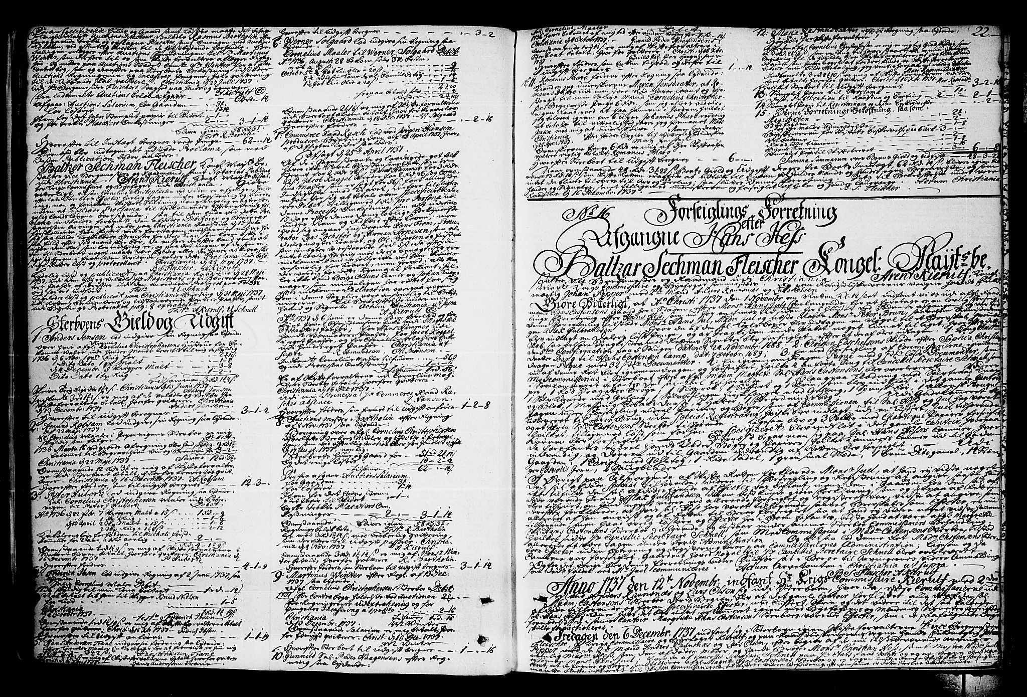 Oslo skifterett, AV/SAO-A-10383/H/Ha/L0008b: Skifteprotokoll, 1737-1741, p. 21b-22a