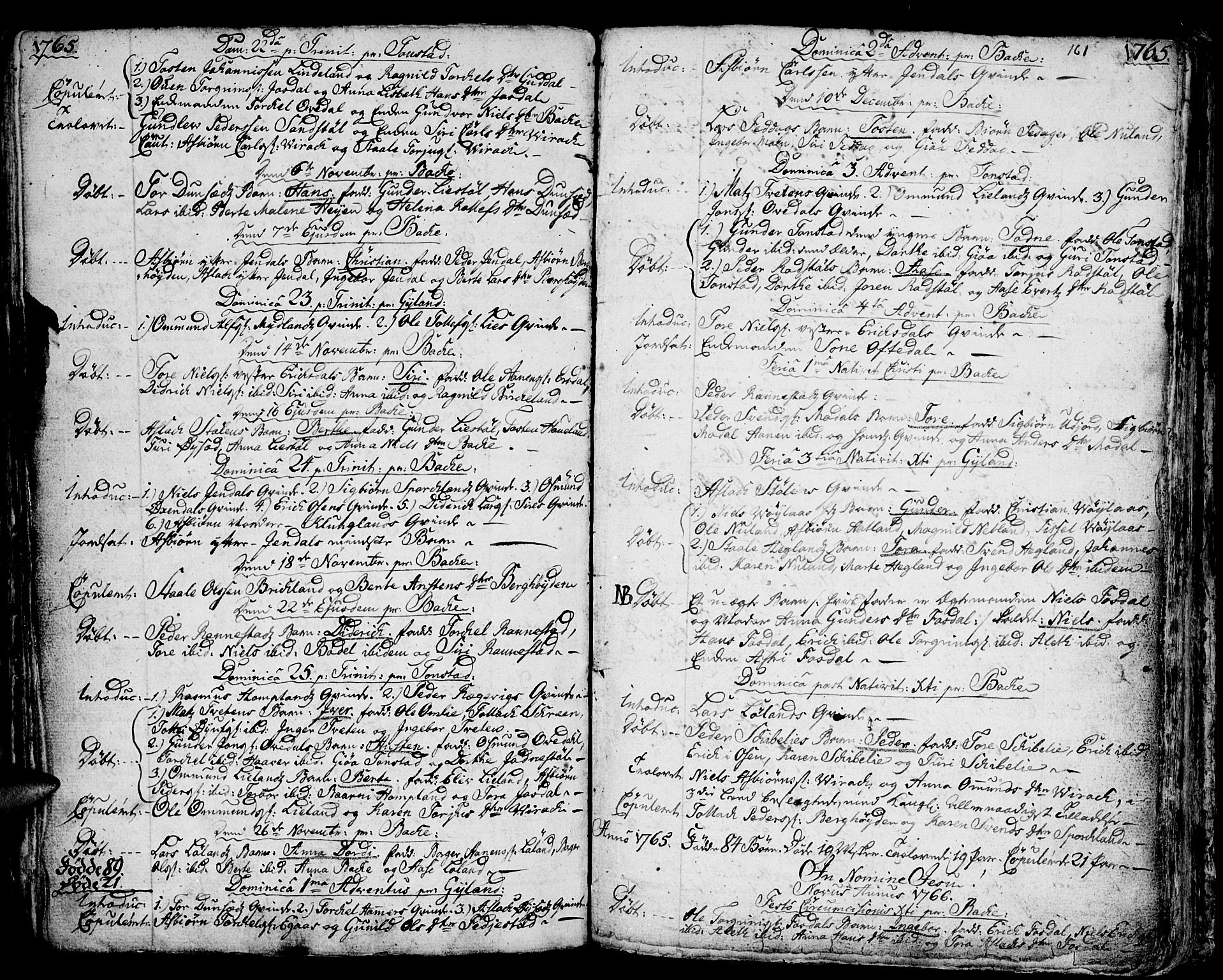 Bakke sokneprestkontor, AV/SAK-1111-0002/F/Fa/Faa/L0001: Parish register (official) no. A 1, 1741-1780, p. 161