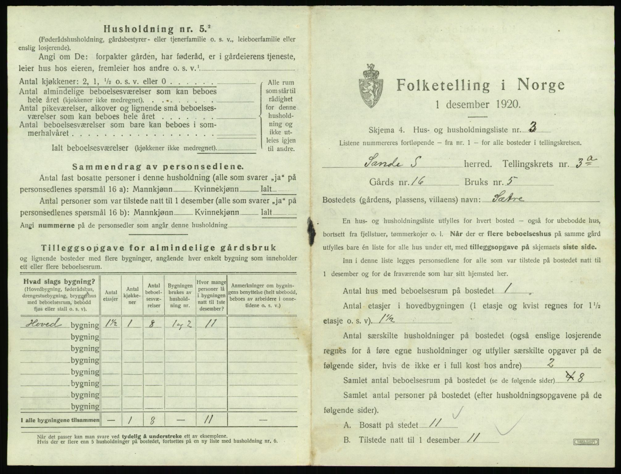 SAT, 1920 census for Sande (MR), 1920, p. 214