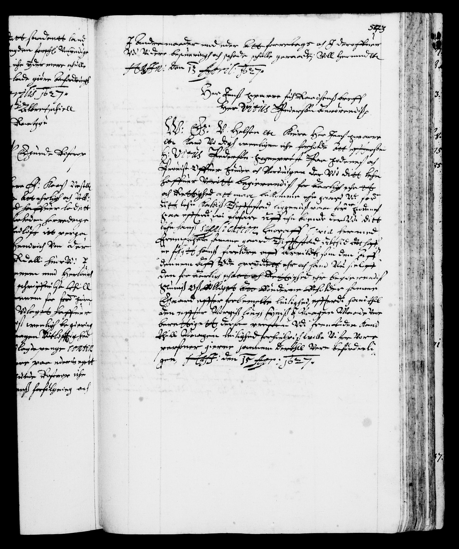 Danske Kanselli 1572-1799, AV/RA-EA-3023/F/Fc/Fca/Fcab/L0004: Norske tegnelser (mikrofilm), 1617-1627, p. 583a