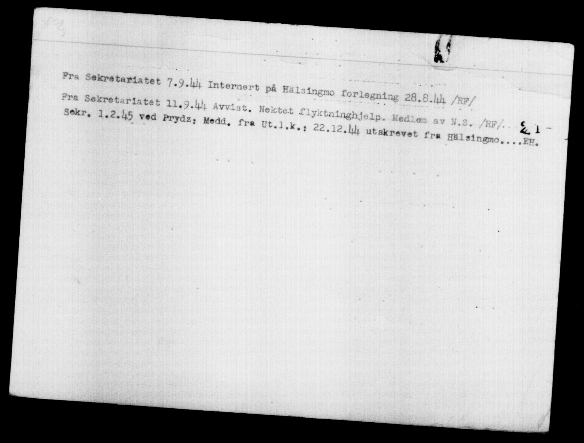 Utenriksstasjonene, Legasjonen i Stockholm, Flyktningkontoret, AV/RA-S-6753/V/Va/L0012: Kjesäterkartoteket, flyktninger med registreringsnr. 28300-31566, 1940-1945, p. 2236